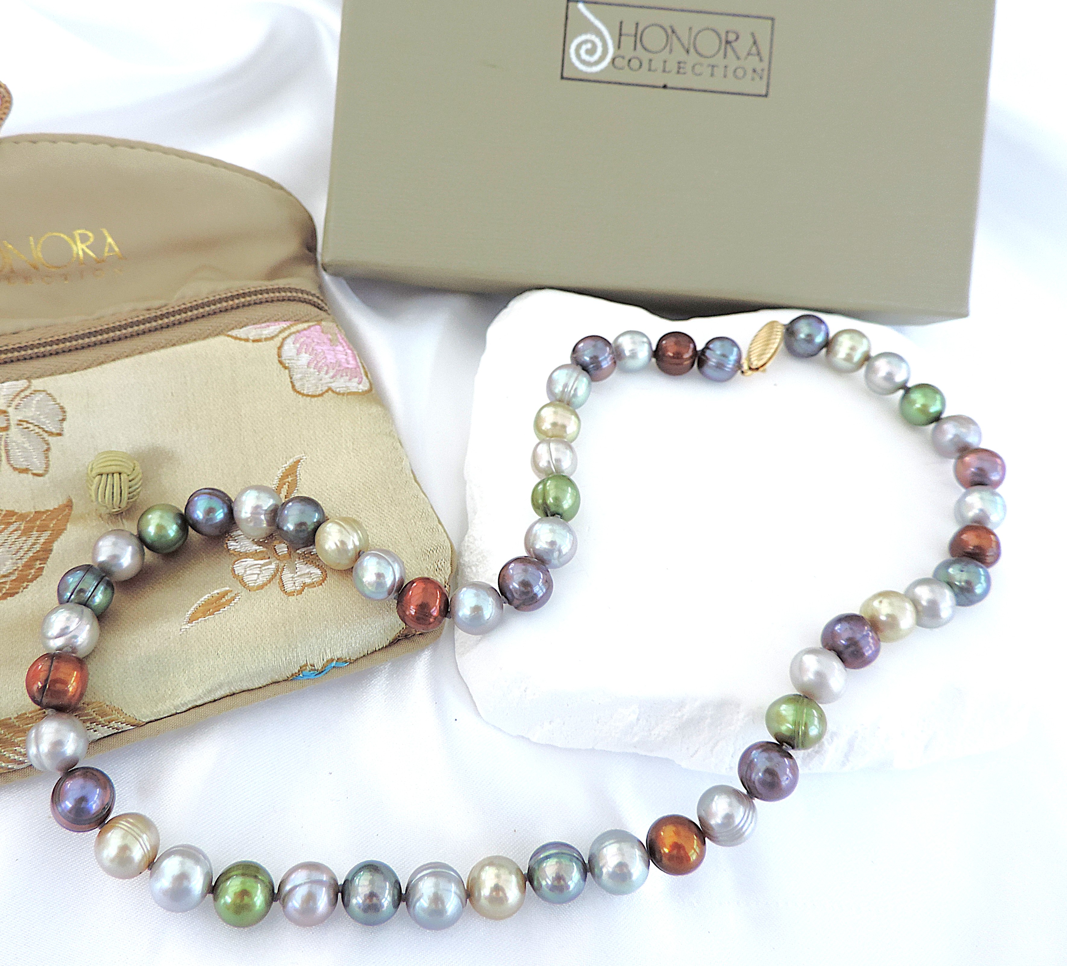 Honora 14k Gold Multi-Colour Freshwater Pearl Necklace New with Box