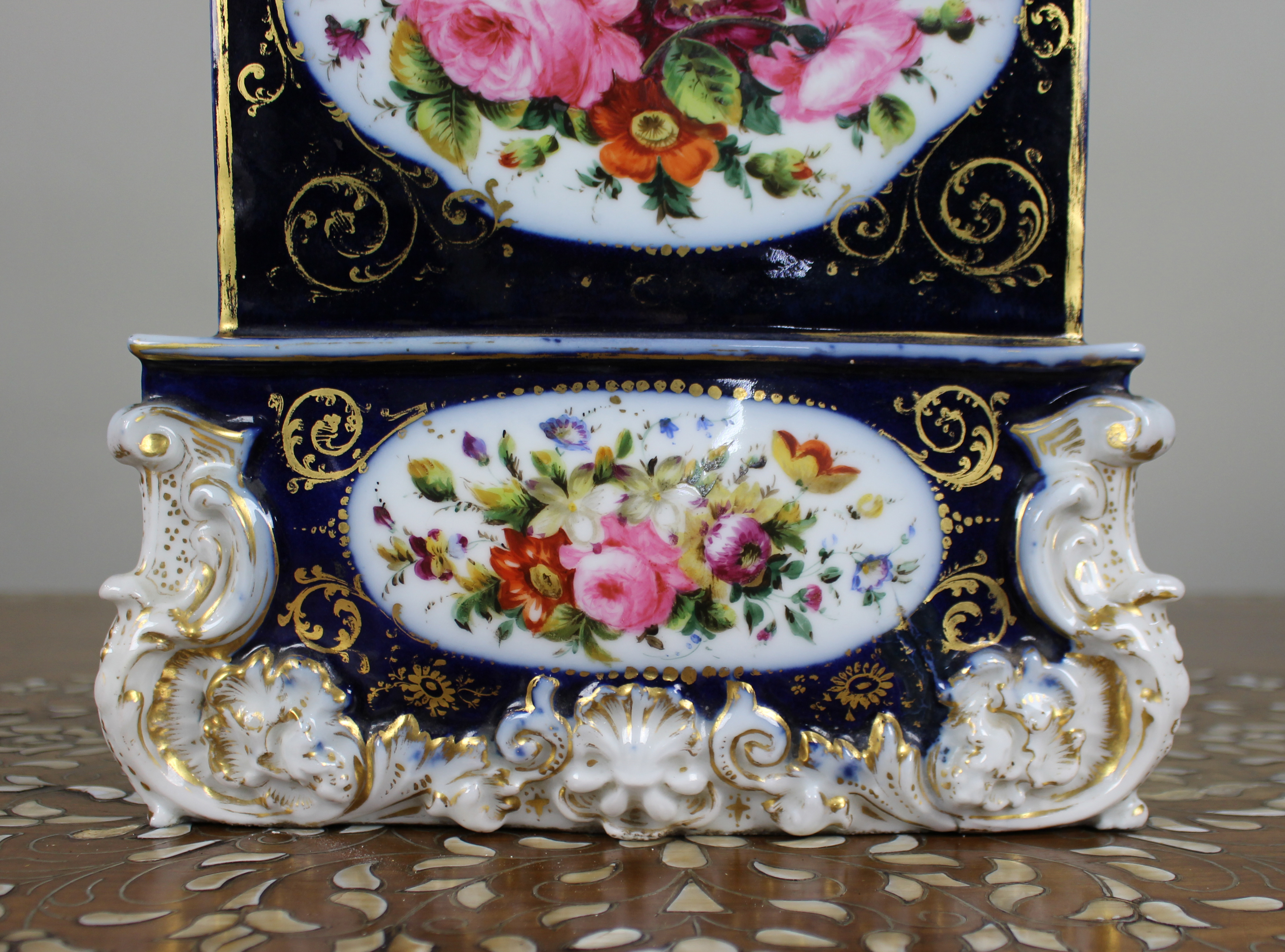 Mid-19th Century French Porcelain Rococo Revival Mantel Clock