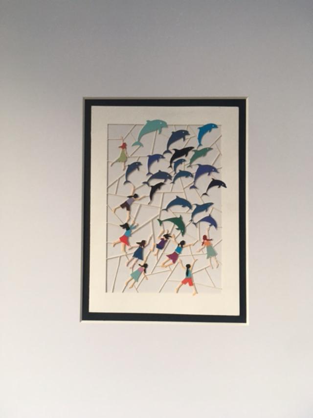 Ge Feng (b1967) ‘Fretwork’ ‘Chasing Dolphins’ Cardboard Cut-Out In Vibrant Colours, 2010