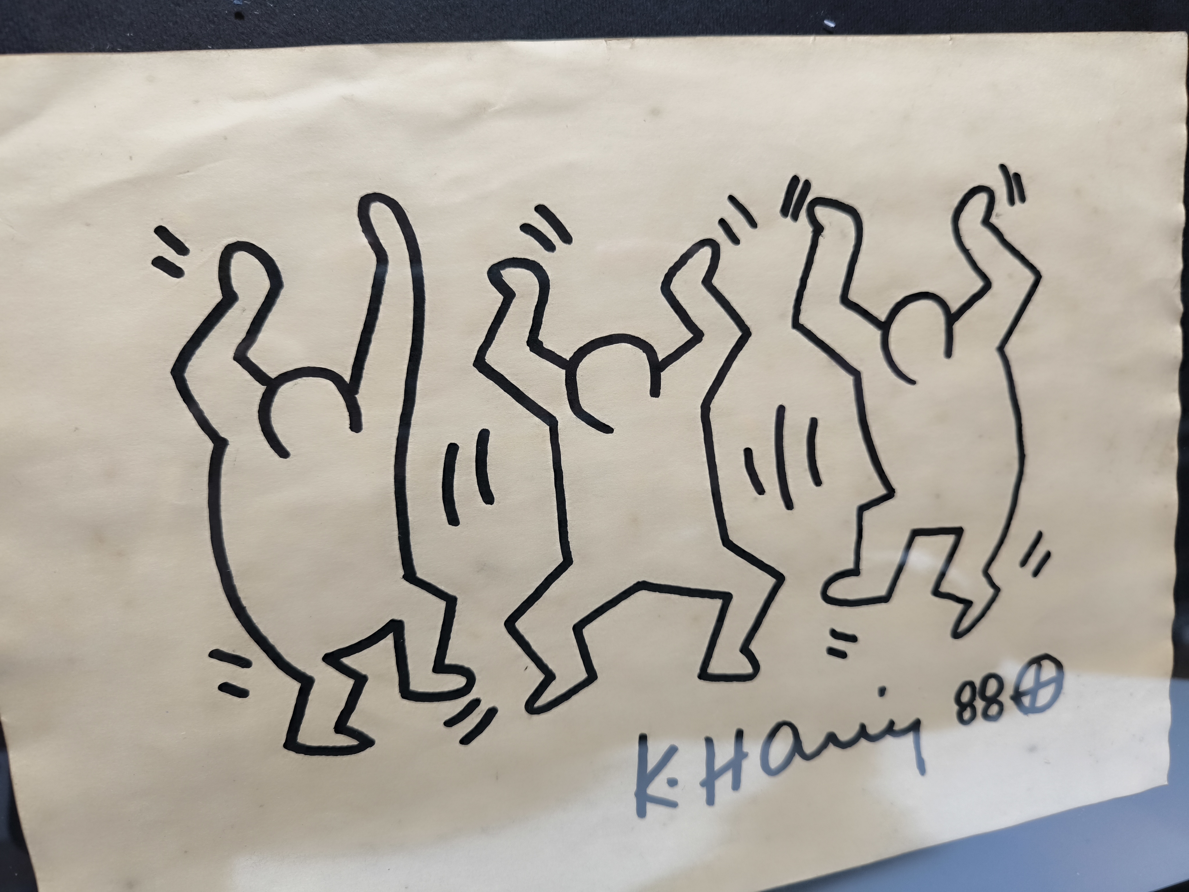 Vintage Keith Haring (attr) Acryl Art Work by Haring Estate Signed