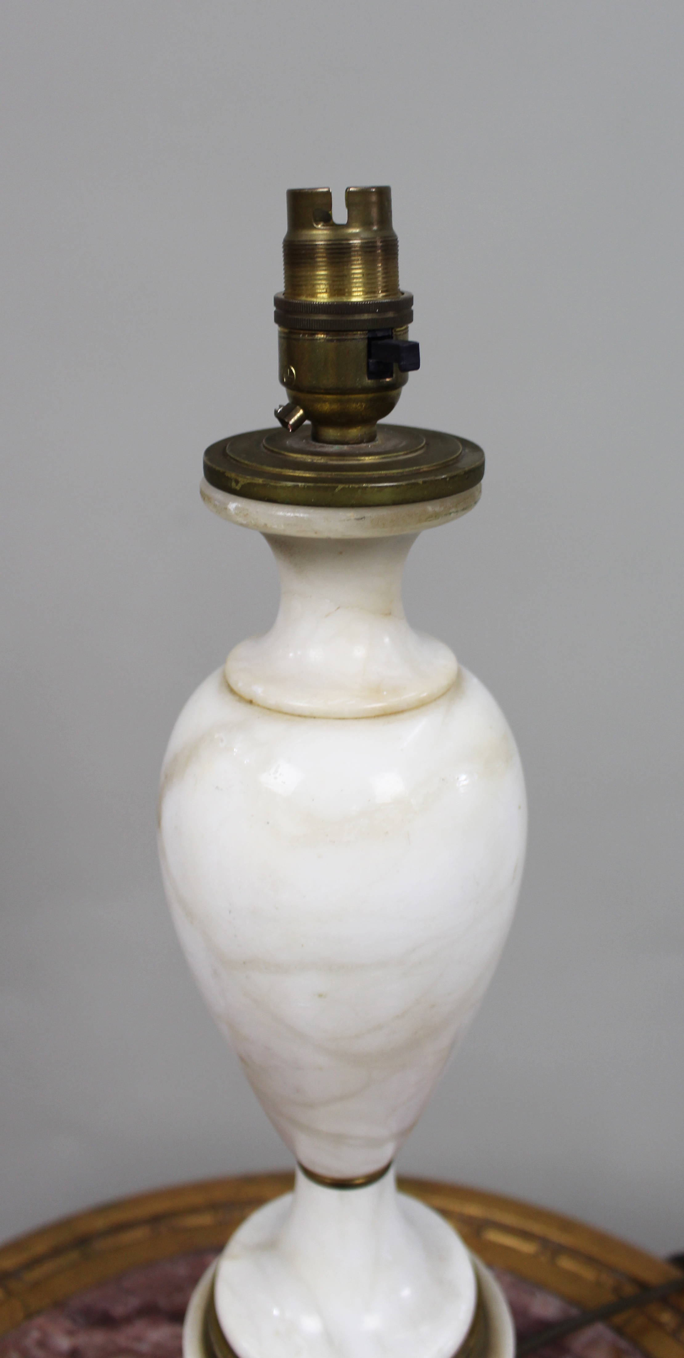 Vintage White Alabaster and Brass Table Lamp