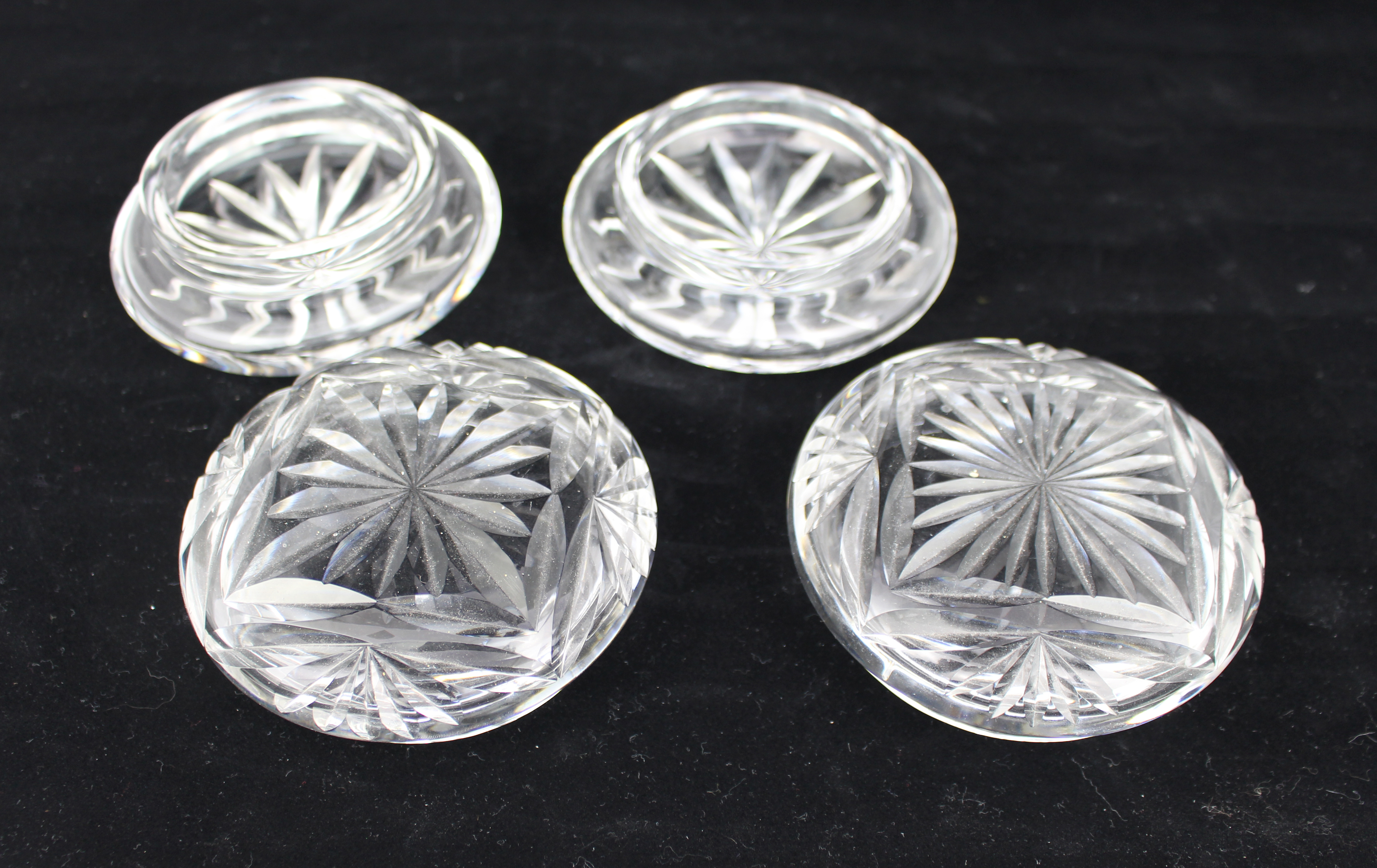 Pair of Vintage Walsh Crystal Bowl & Covers