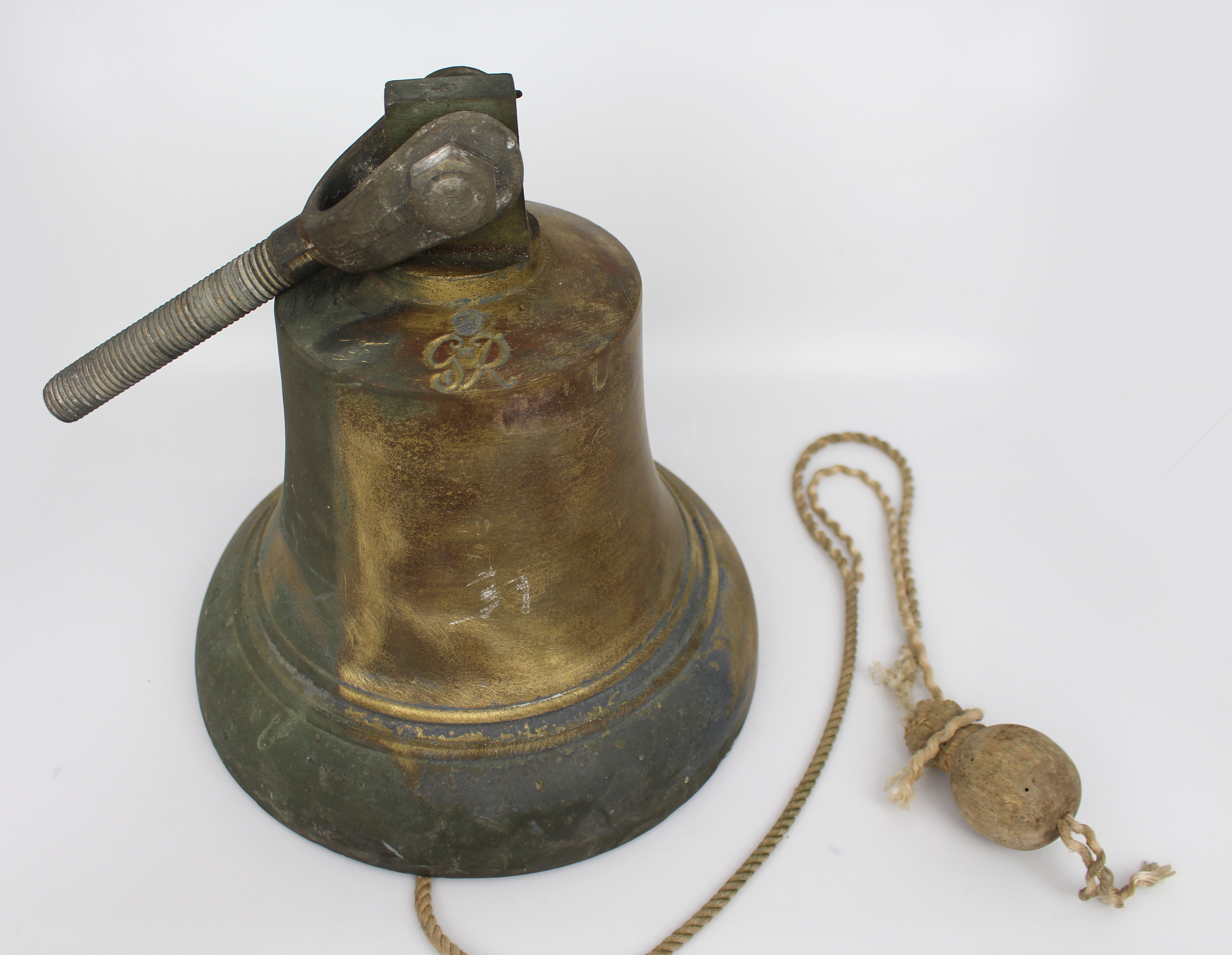 Fine British Bronze Ship's Bell with Crowned GR Cipher