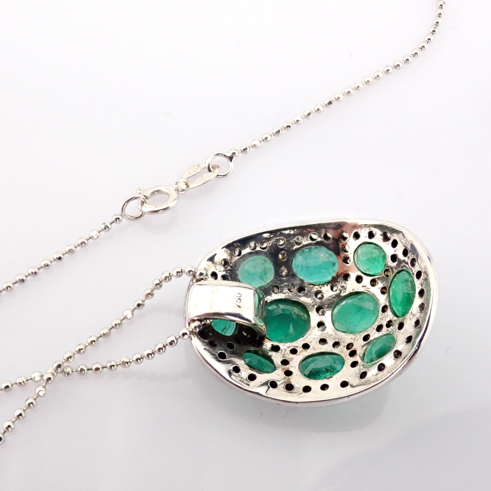 Natural Diamond 18K White Gold Necklace