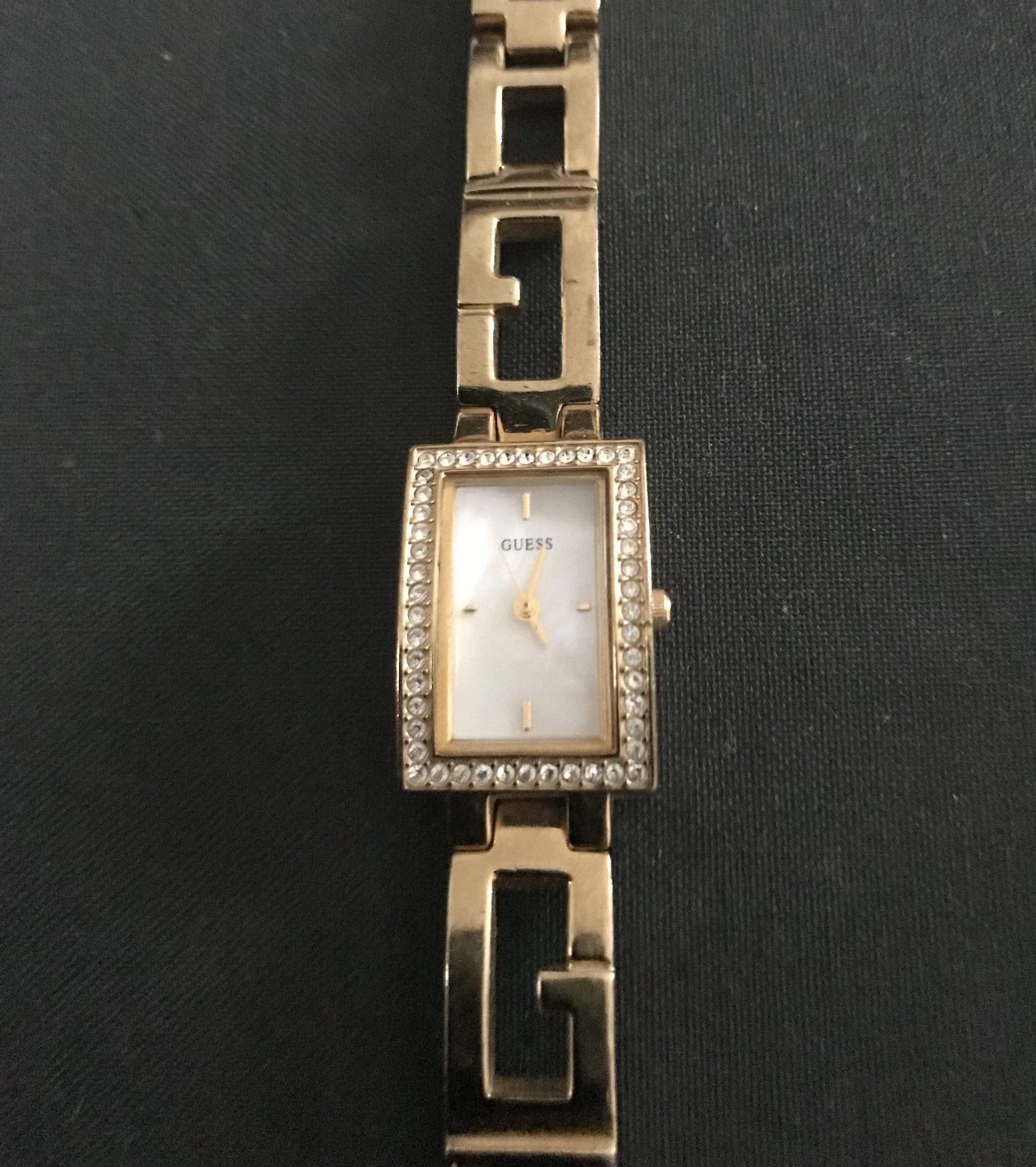 Guess Gold Plated Diamanté Studded Watch
