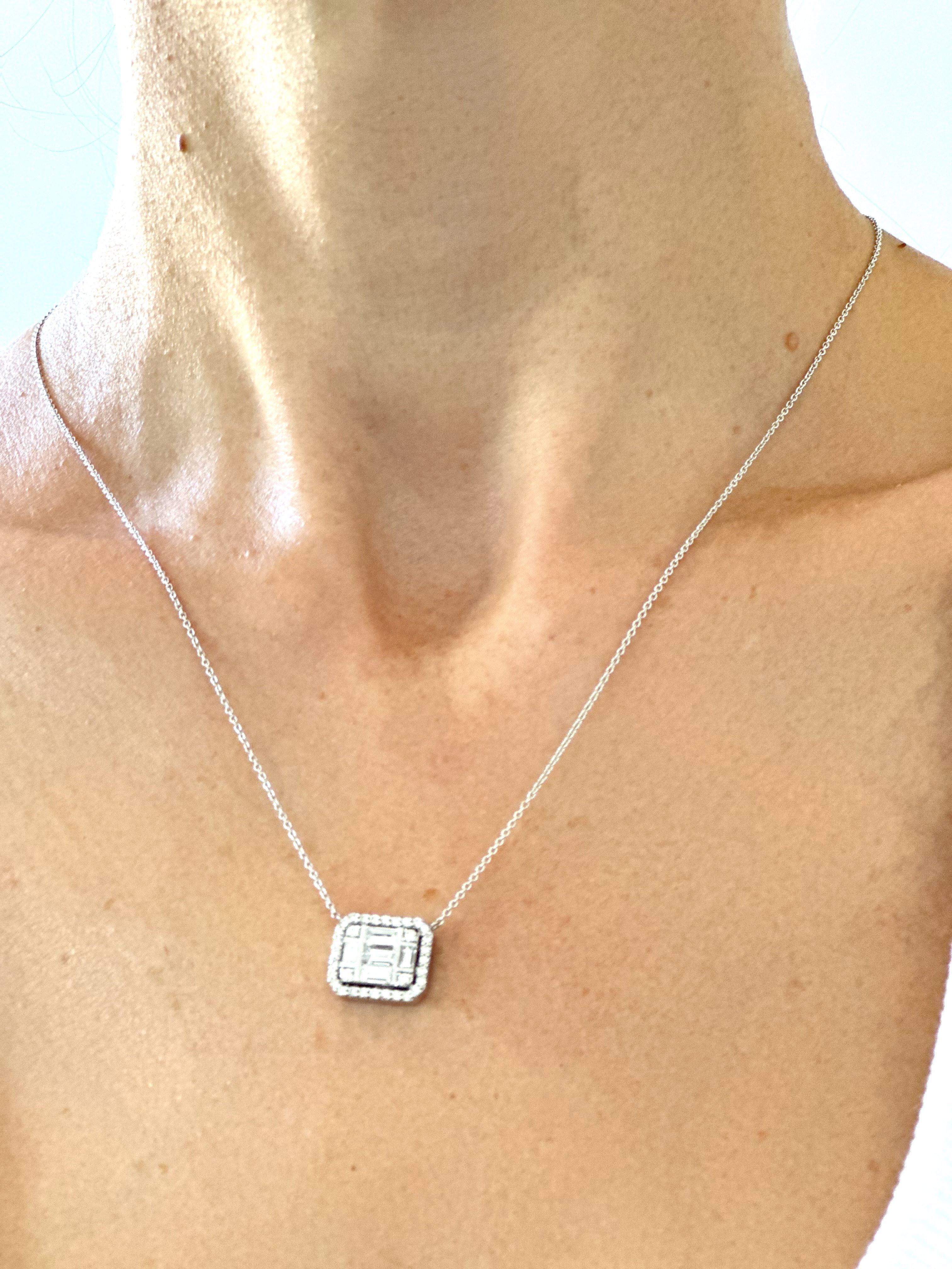 Natural Diamond 18K White Gold Necklace