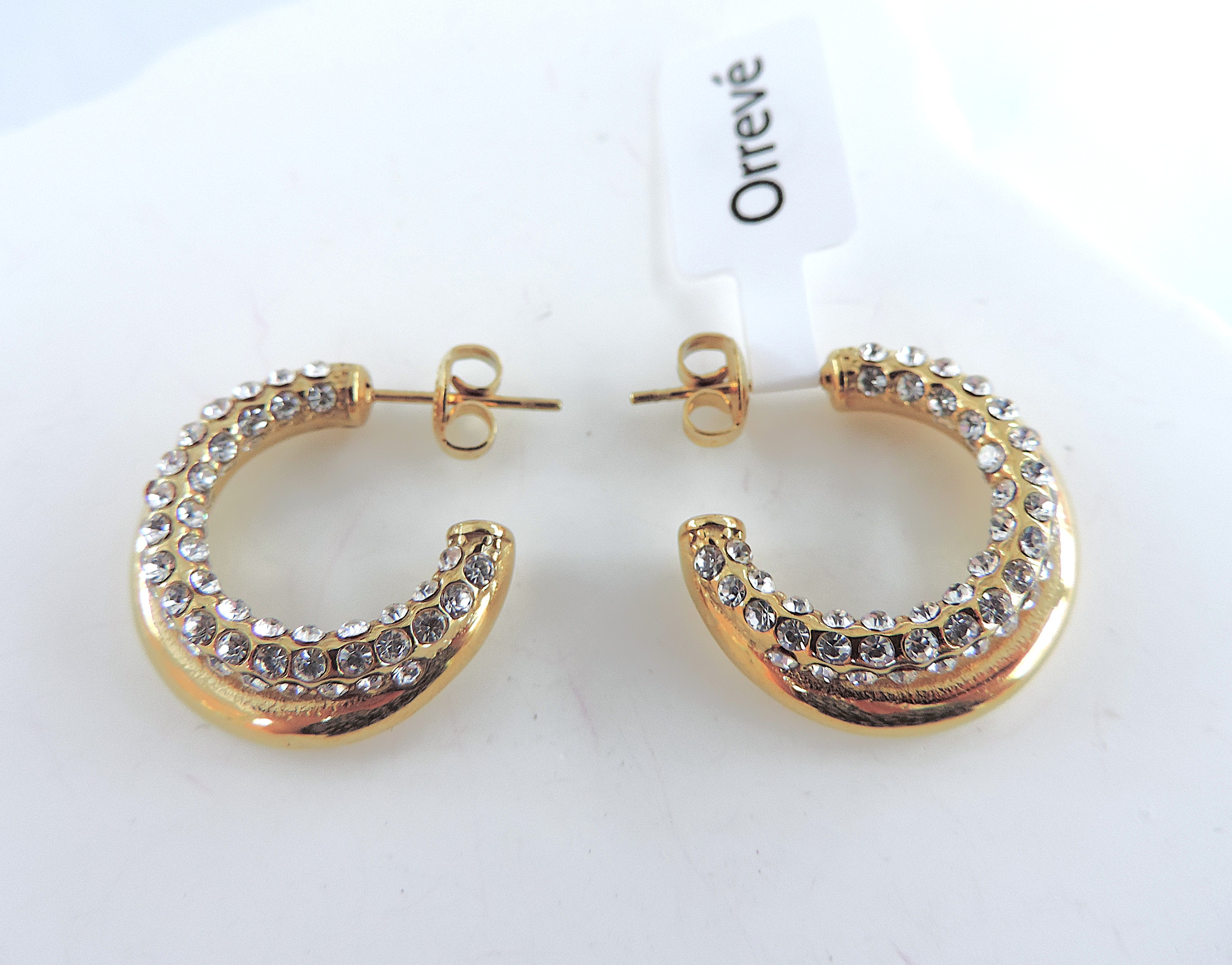 Orrevé Gold Plated CZ Gemstone Hoop Earrings