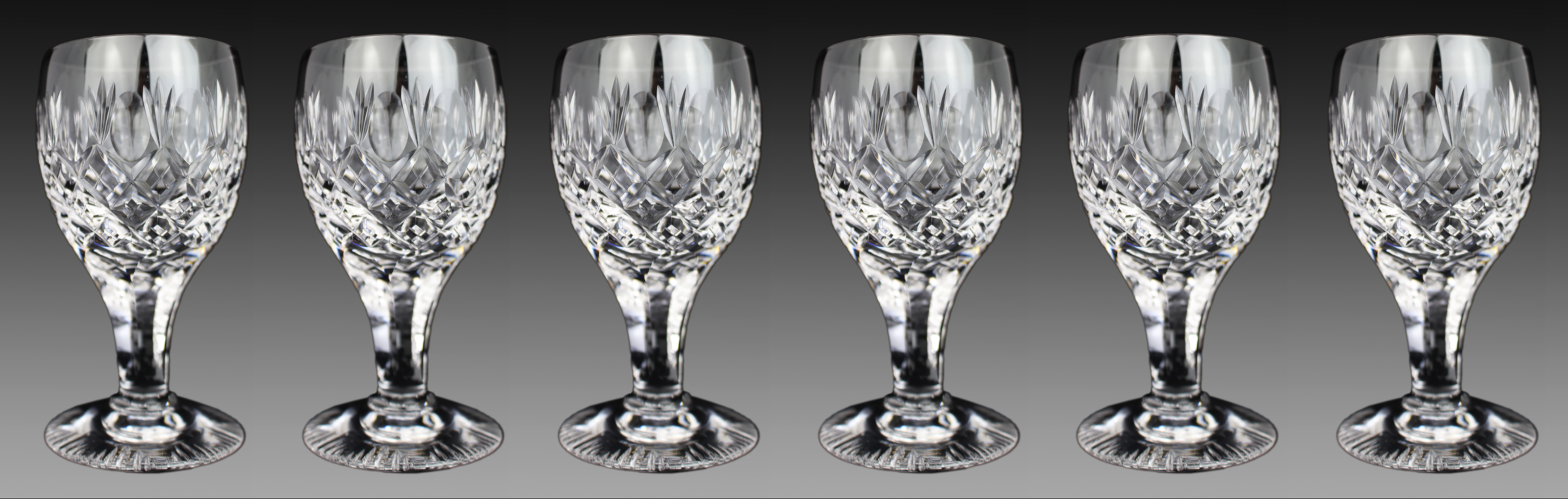 Set of 6 Vintage Fine Crystal Small Wine Glasses