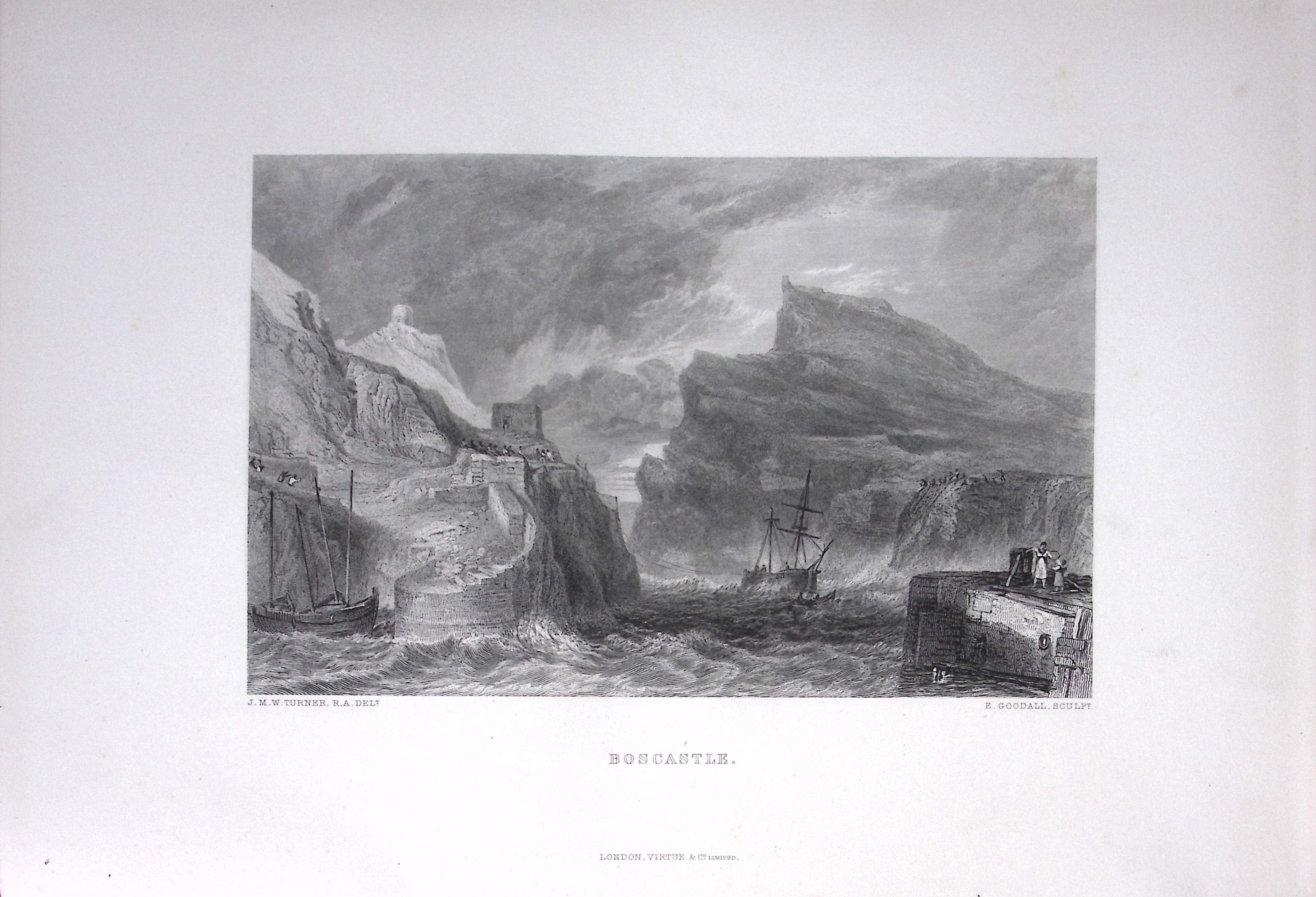 J.M.W Turner View of Boscastle Cornwall Antique Steel Engraving-80-TR