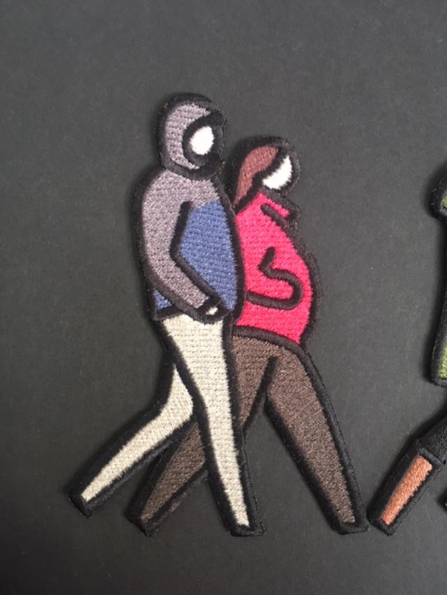 Julian Opie (1958-) ‘London Couples’, Embroidered Figurines On Board, Framed, 2021