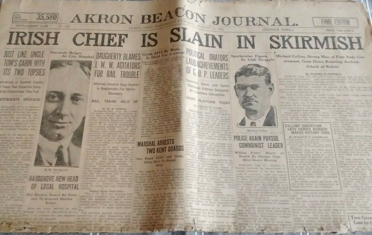 Michael Collins Shot Dead In Ira Ambush Battle B_Al Na BlšTh Cork 1922This American Daily