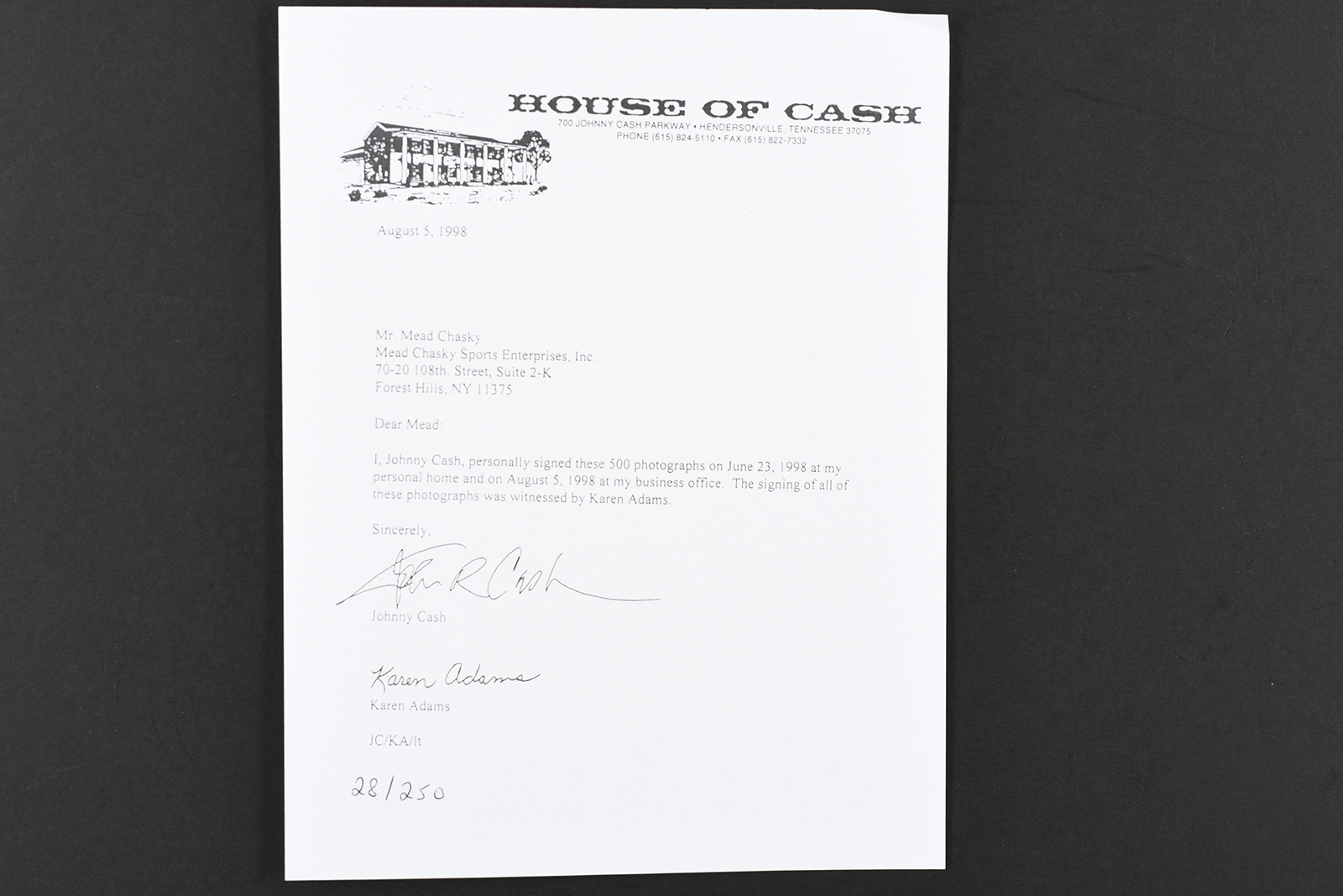 JOHNNY CASH (1932-2003) Original signature