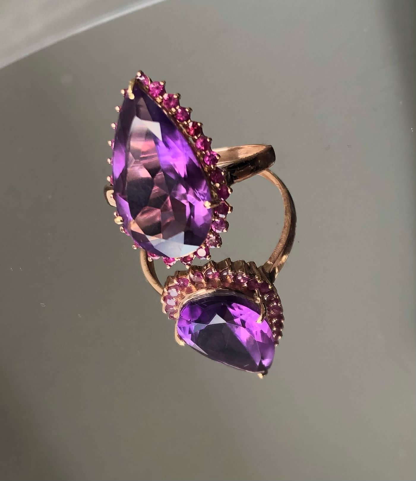 Beautiful Natural Amethyst 4.55Ct With Natural Burma Ruby & 18k White Gold