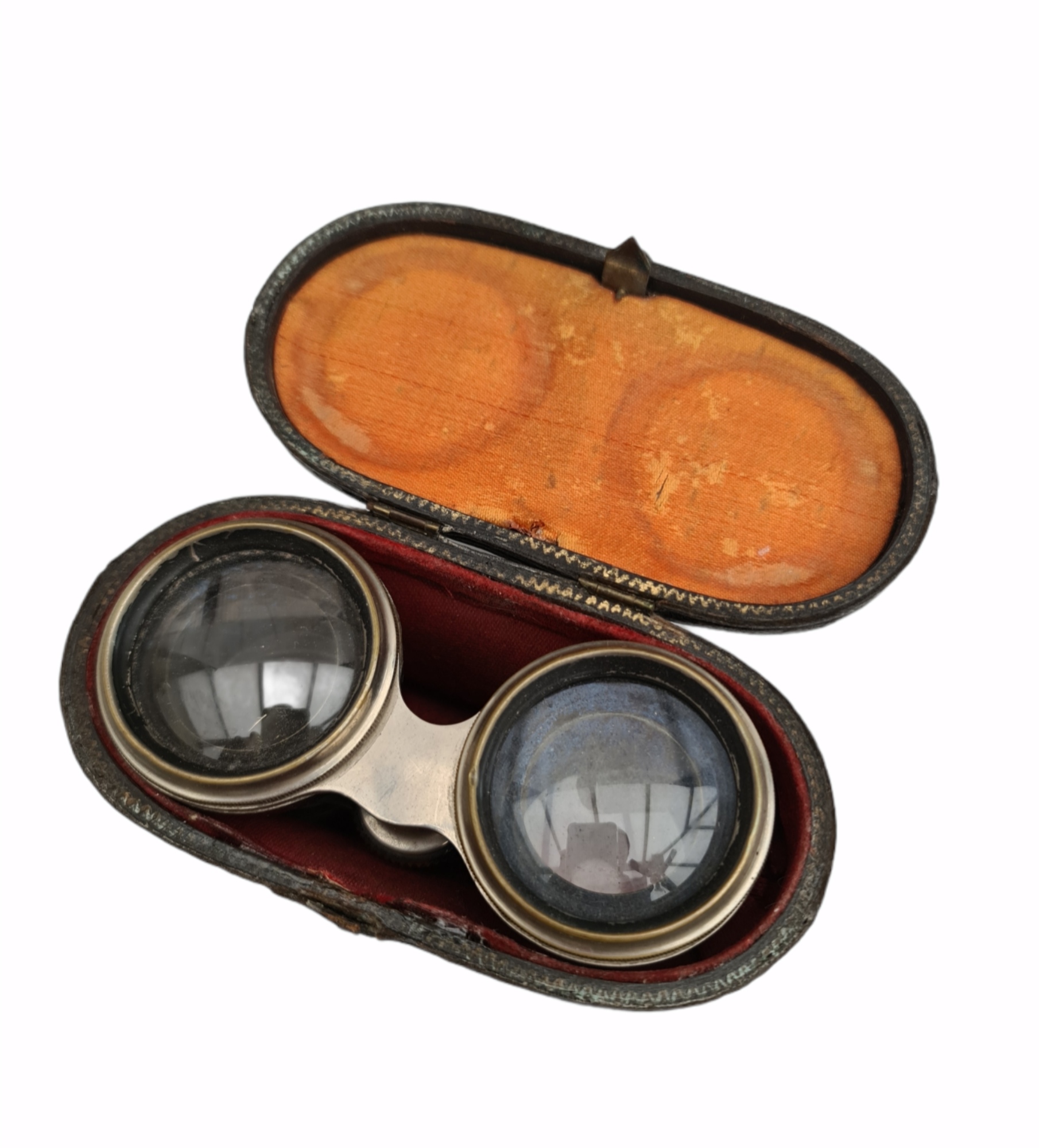 Antique Pair Field & Marine Achromatic Day & Night Binoculars In Leather Case