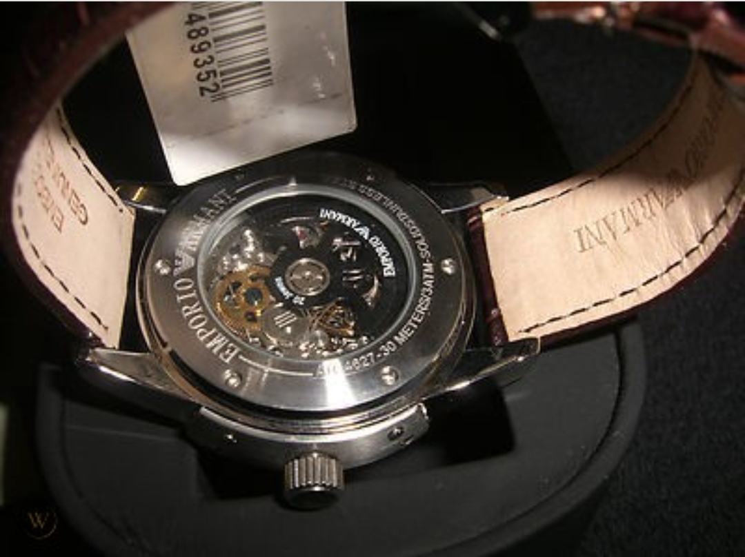Emporio Armani AR4627 Men's Meccanico Brown Leather Strap Watch