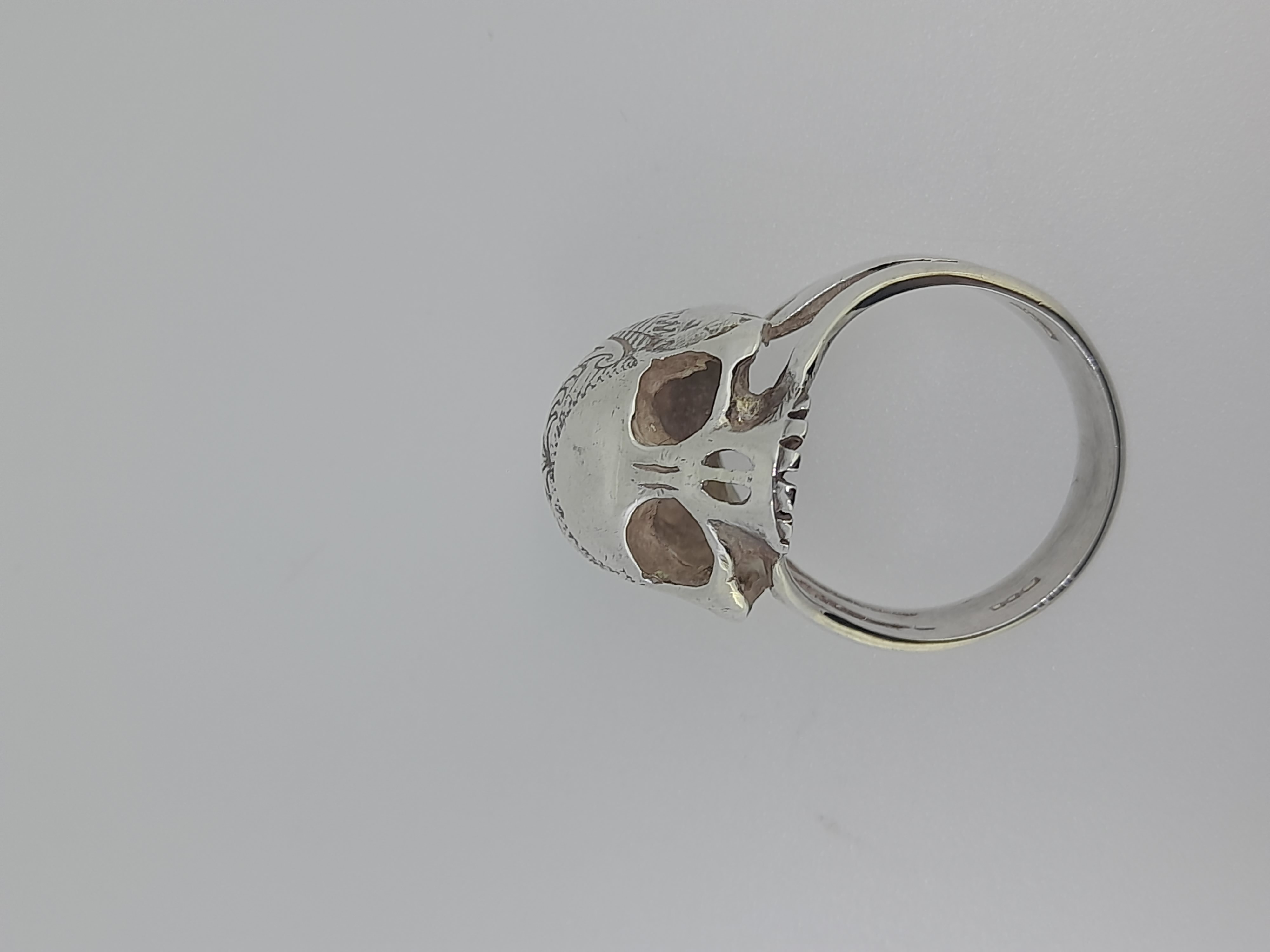 Silver UK Hallmarked Skull Ring