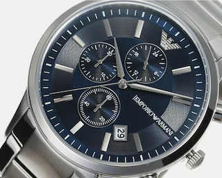Emporio Armani AR11164 Men's Blue Dial Silver Bracelet Chronograph Watch