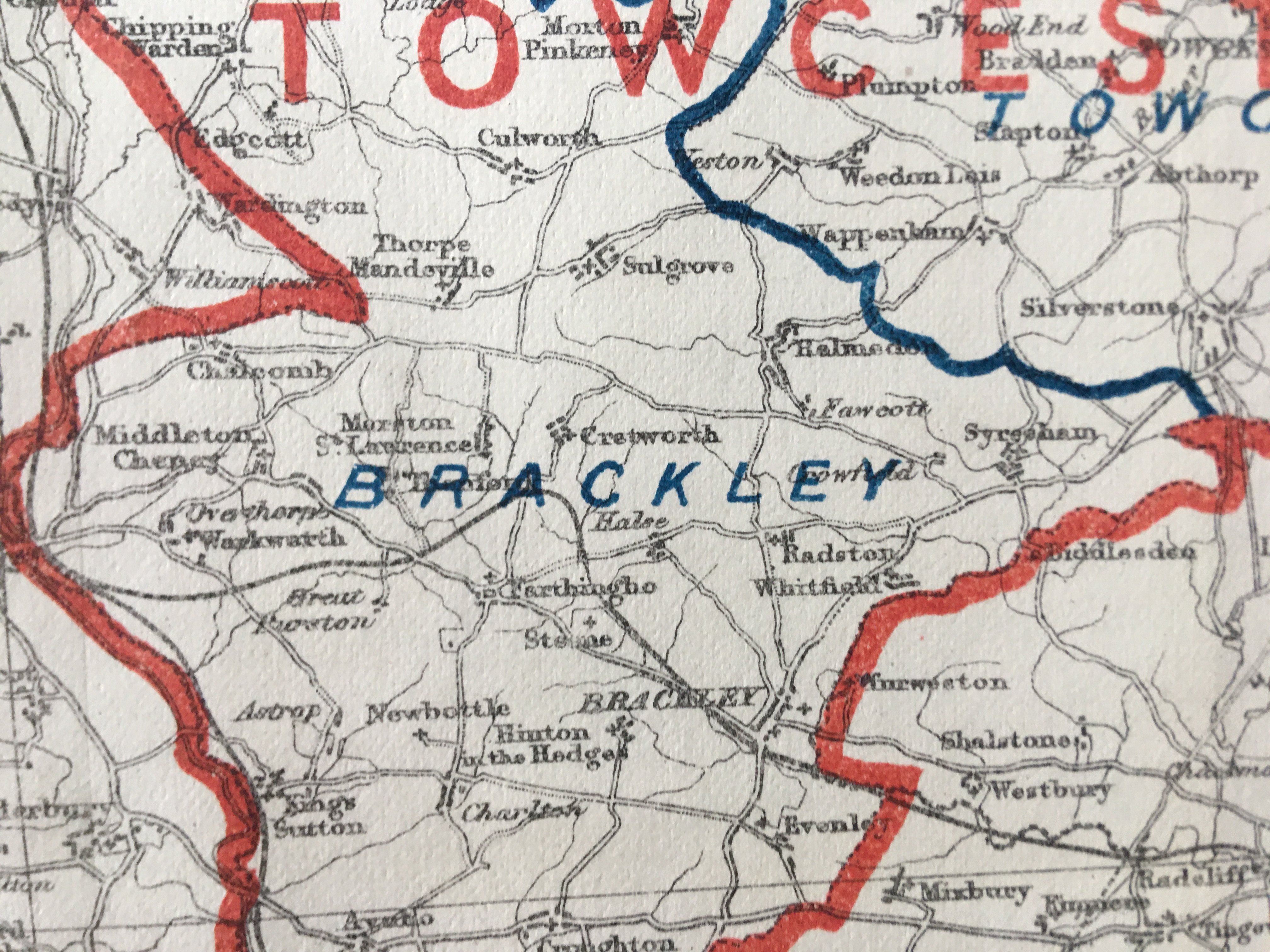 Antique 139 Years-Old Scarce Map Northamptonshire 1885 Boundary Changes.