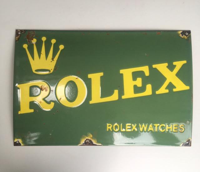 Rolex Sign (1970s) Enamelled Advertising Sign, Convex With Signs of Weathering