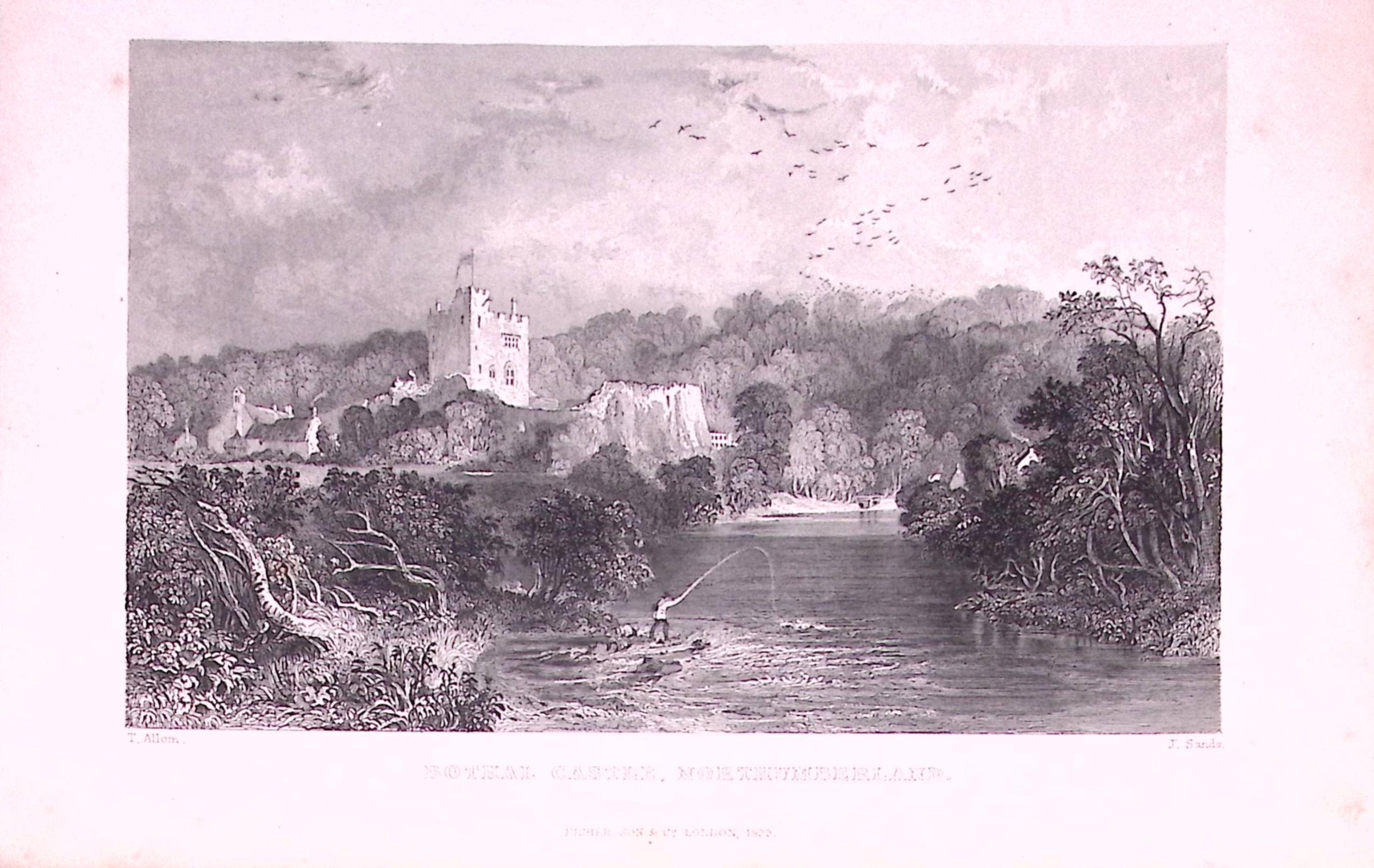 Bothal Castle Northumberland 1835 Antique Steel Engraving-20-TR