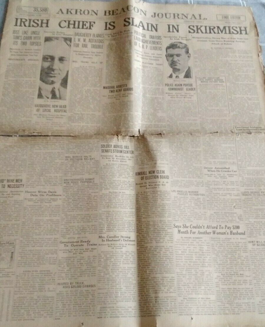 Michael Collins Shot Dead In Ira Ambush Battle B_Al Na BlšTh Cork 1922This American Daily