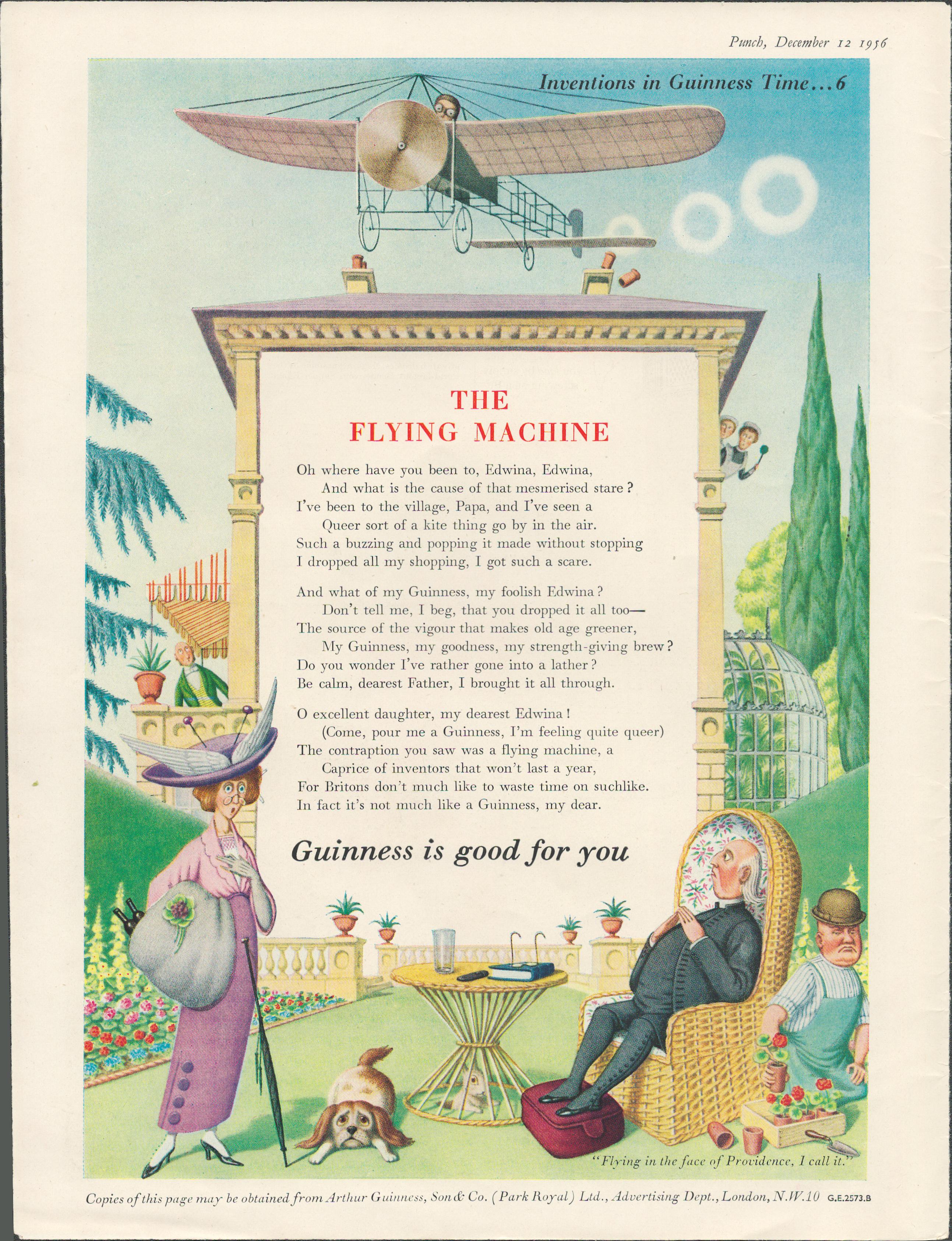 Guinness 1956 Original Print Flying Machine-G.E. 2573.BThis Print Is Over 60 Years Old And Is Not