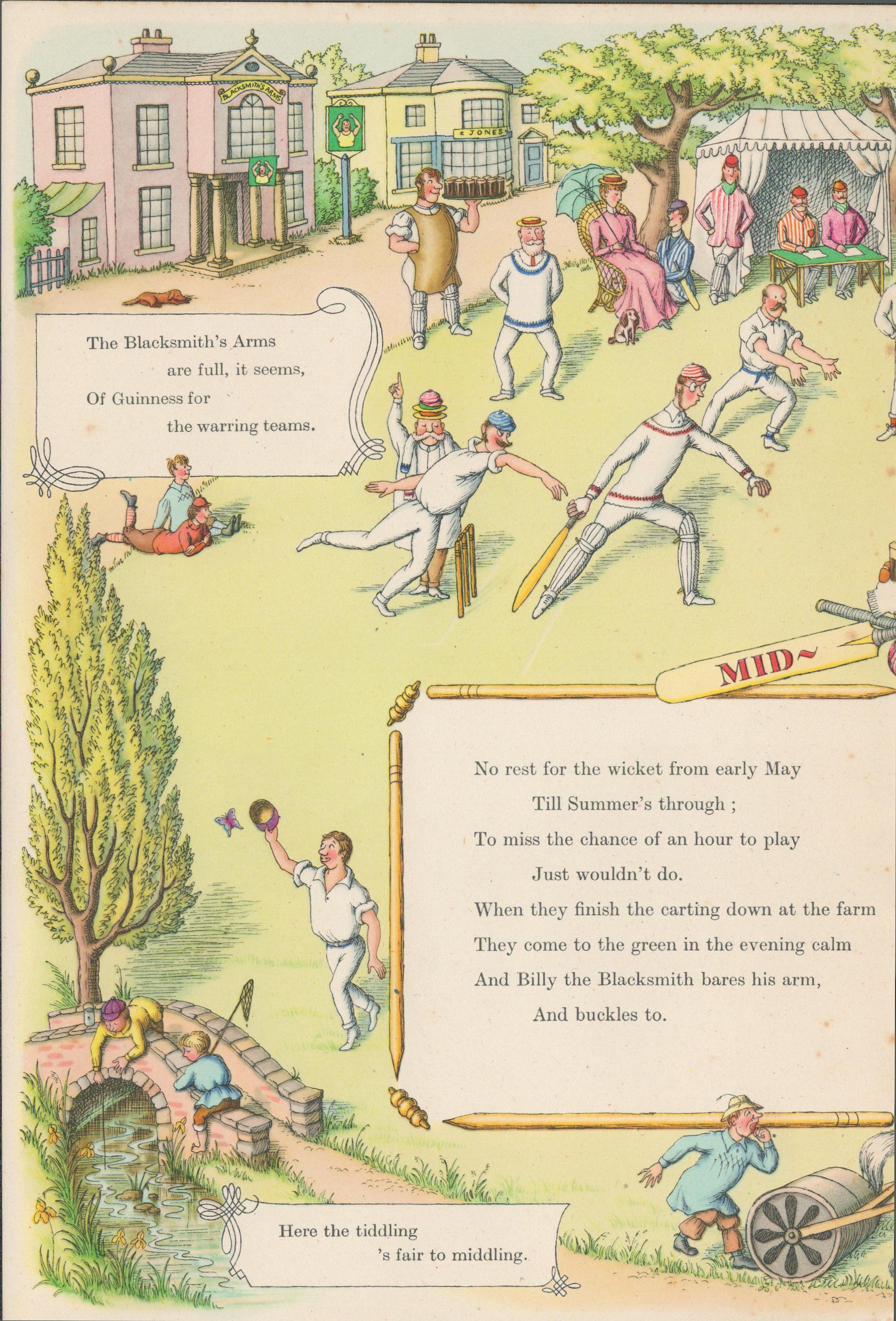 Double Sided Guinness Print 1952 "Cricket & Rowing"A Genuine Double Sided Lithographed Colour