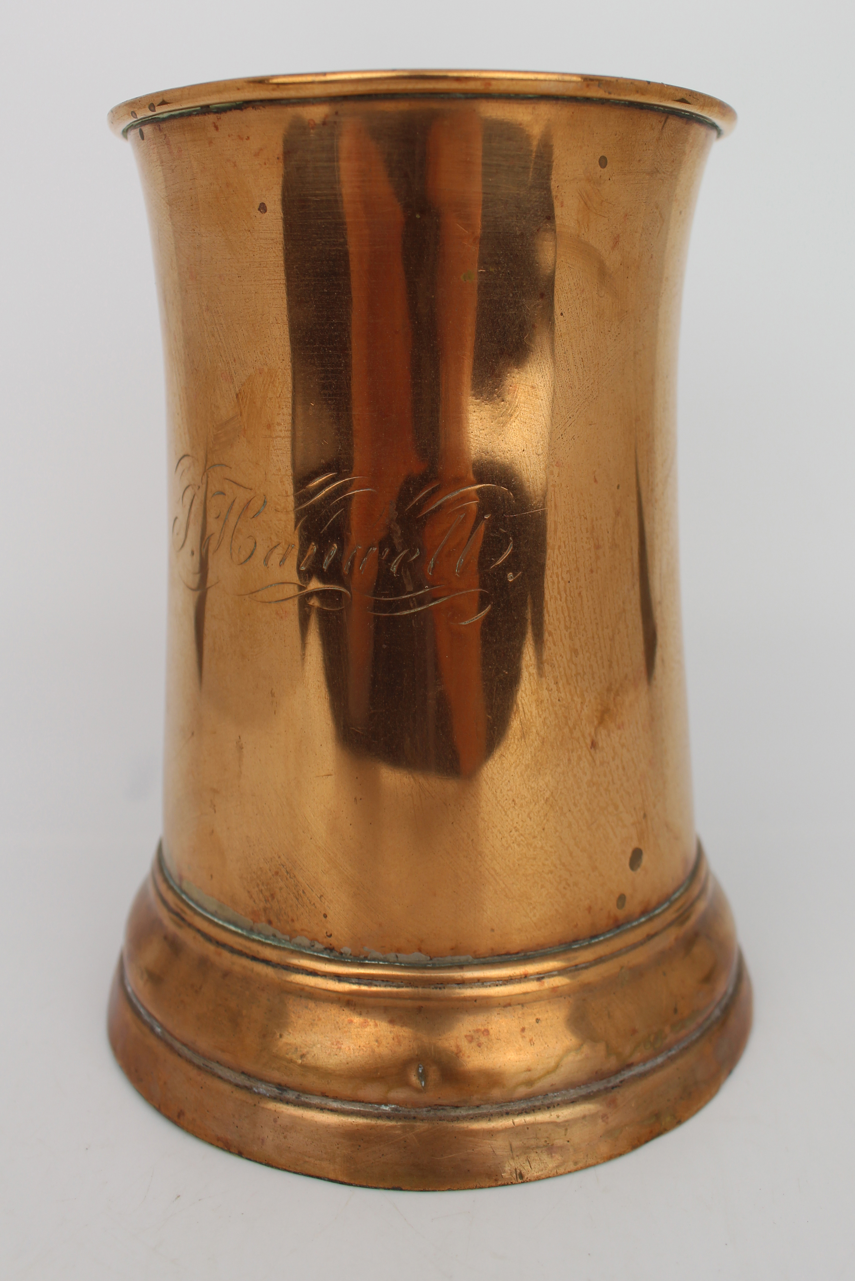 Antique Georgian Copper Tavern Tankard – Engraved, c.1800