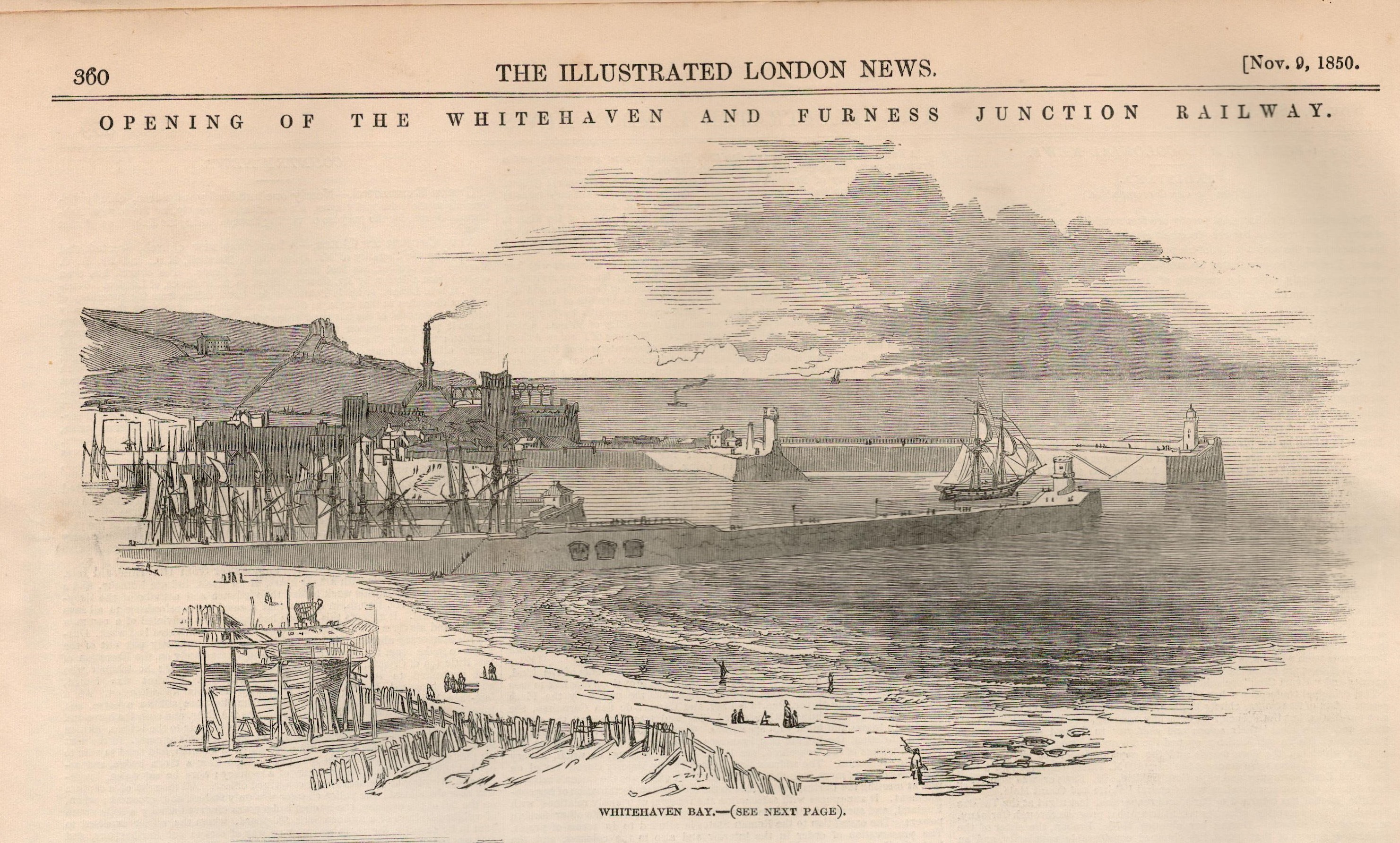 Opening Whitehaven & Furnace Railway Junction 1847Antique Complete Edition The Illustrated News