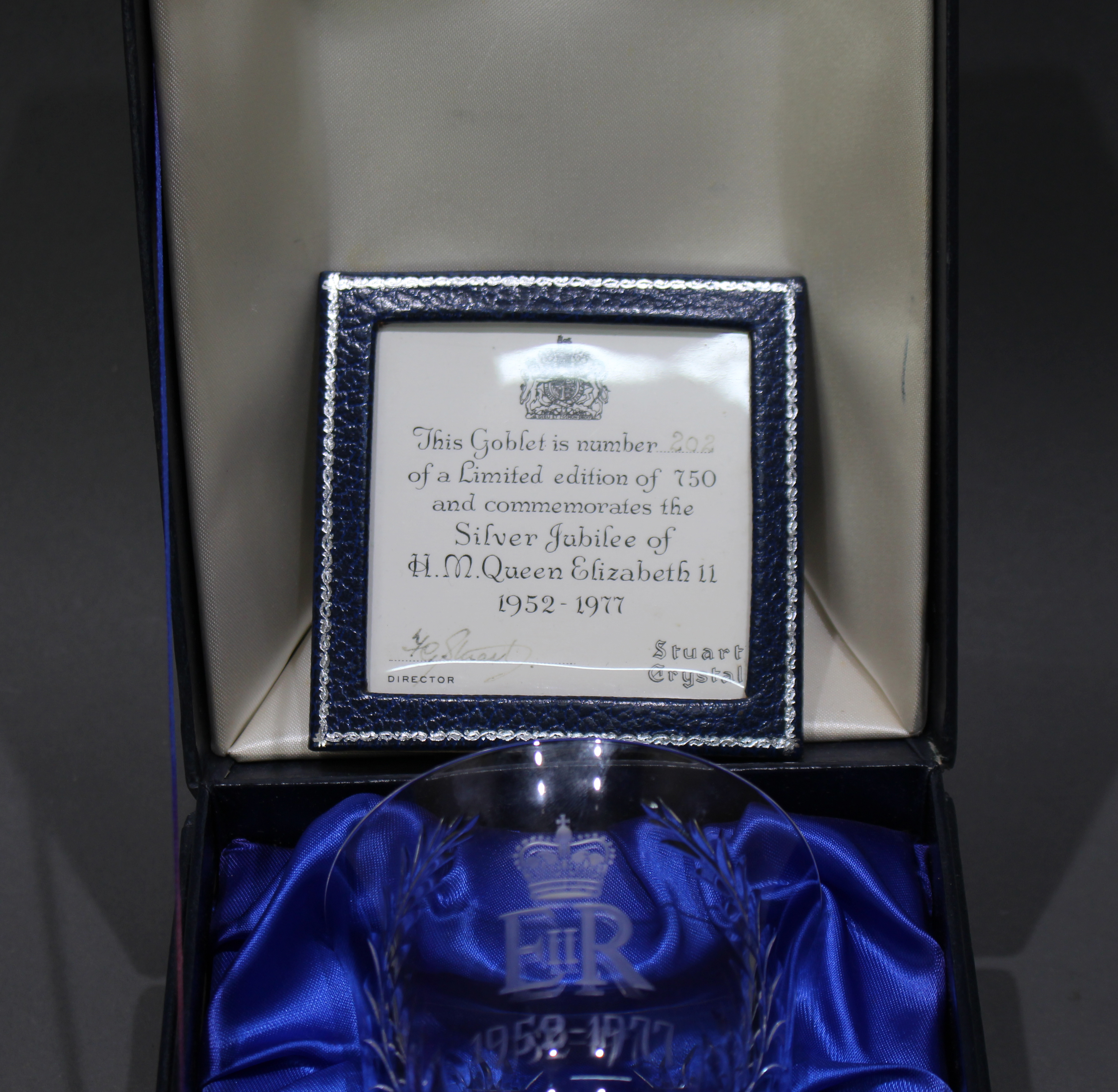 Cased Stuart Crystal Commemorative Silver Jubilee Goblet