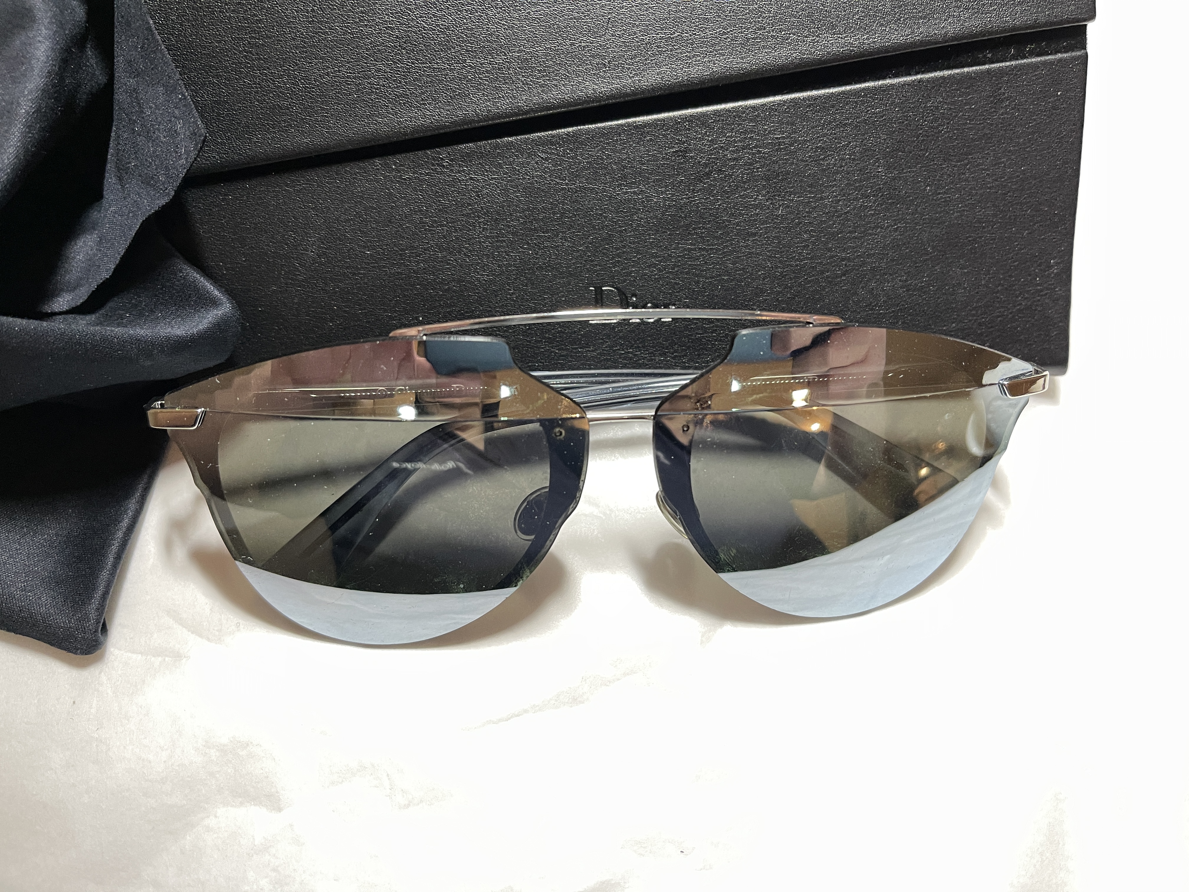 Pair of Christian Dior Mirrored Sunglasses With Case/Outer Box/Papers and Cleaning Cloth.