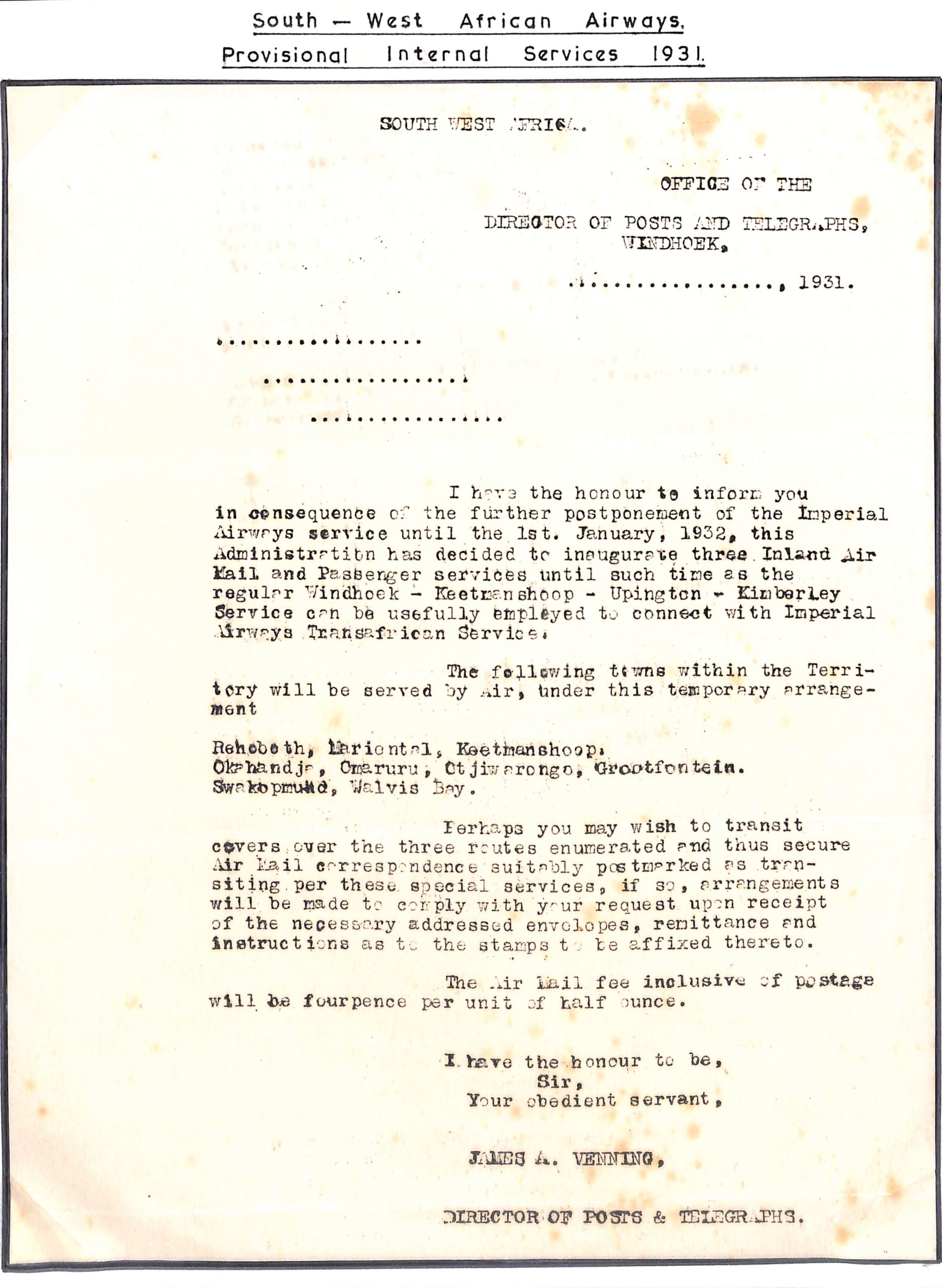 South West Africa 1931
