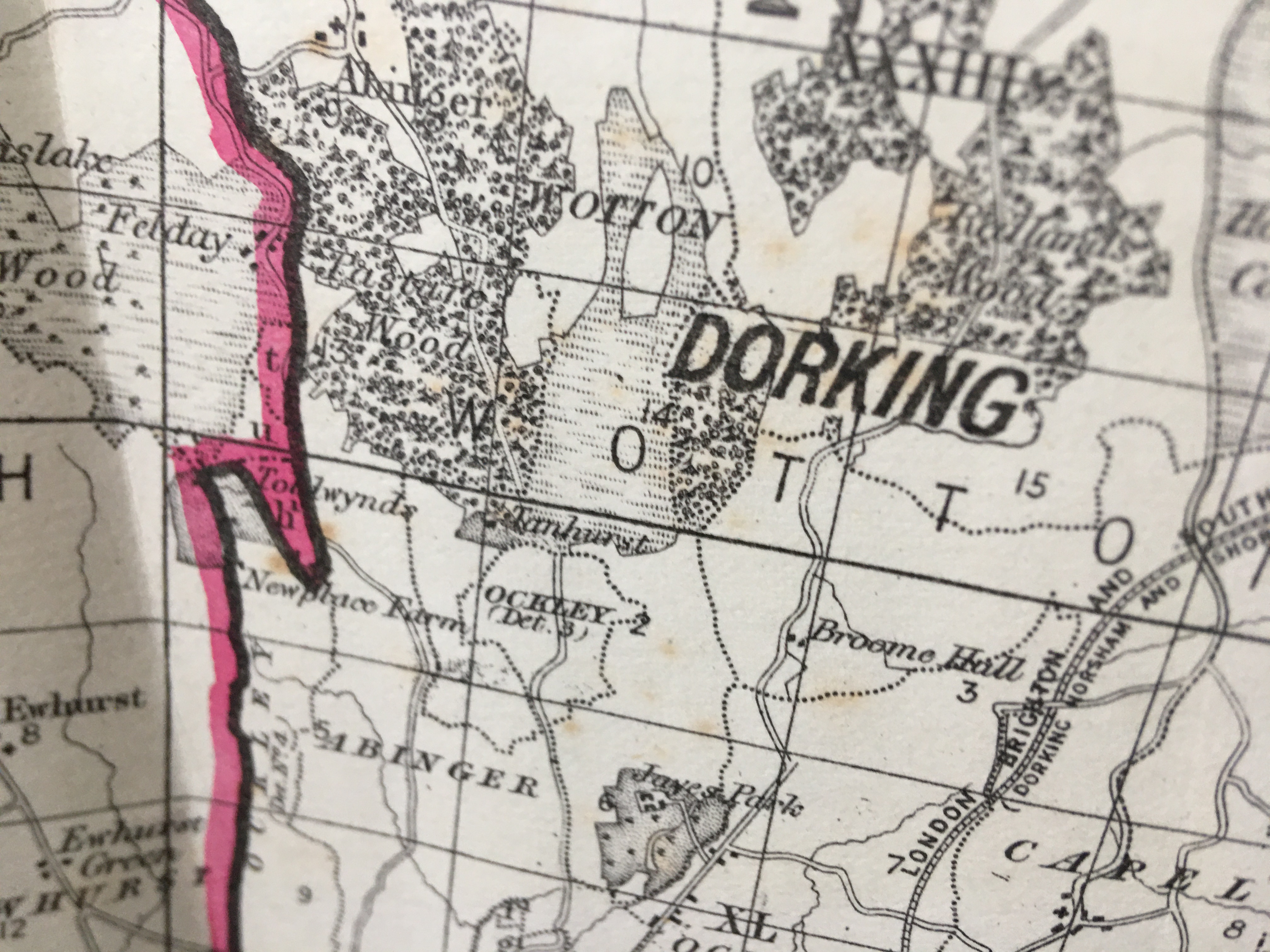 Antique 139 Years-Old Scarce Map County Surrey 1885 Boundary Changes.