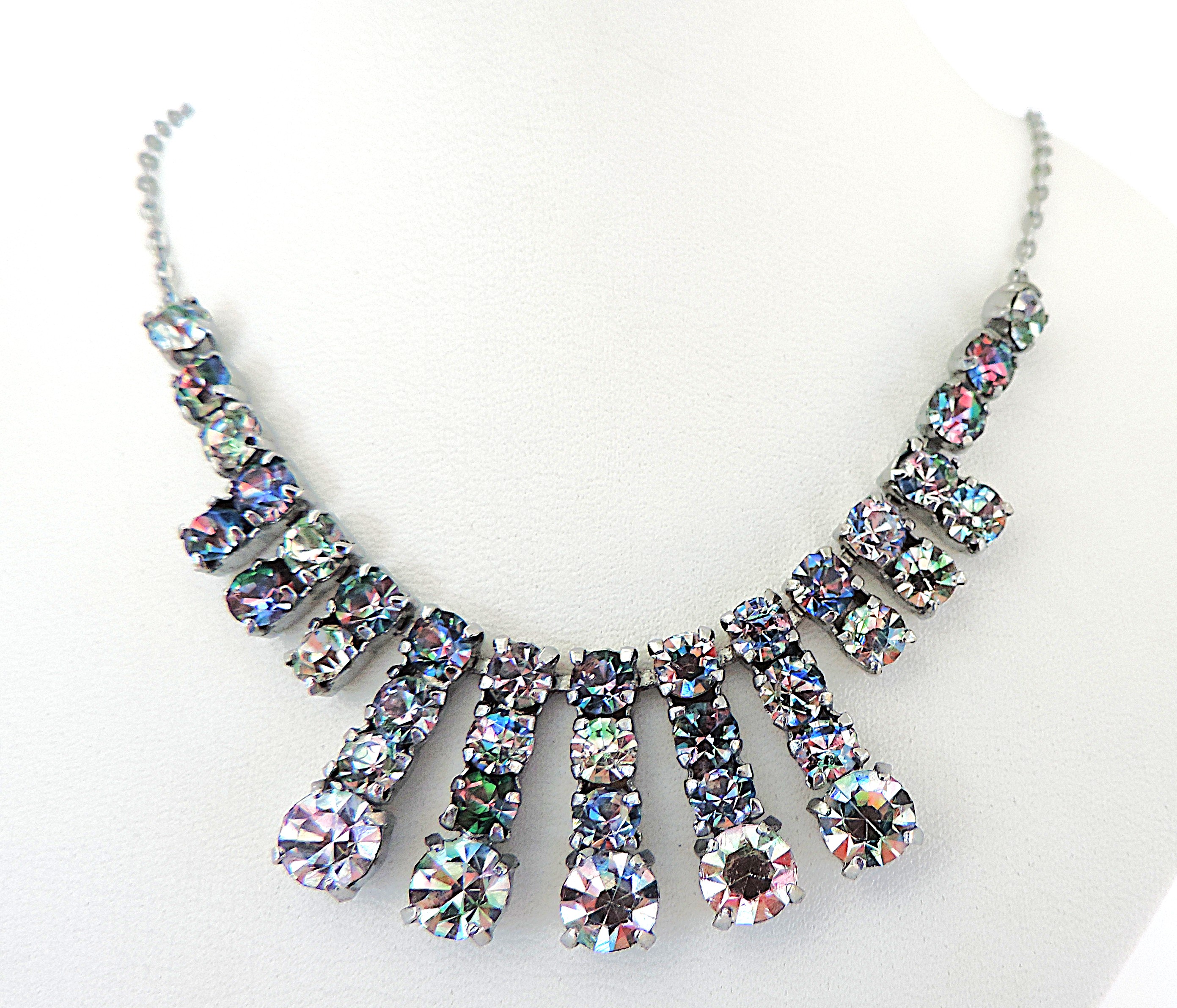 Vintage Art Deco Iris Crystal Necklace Circa 1930's