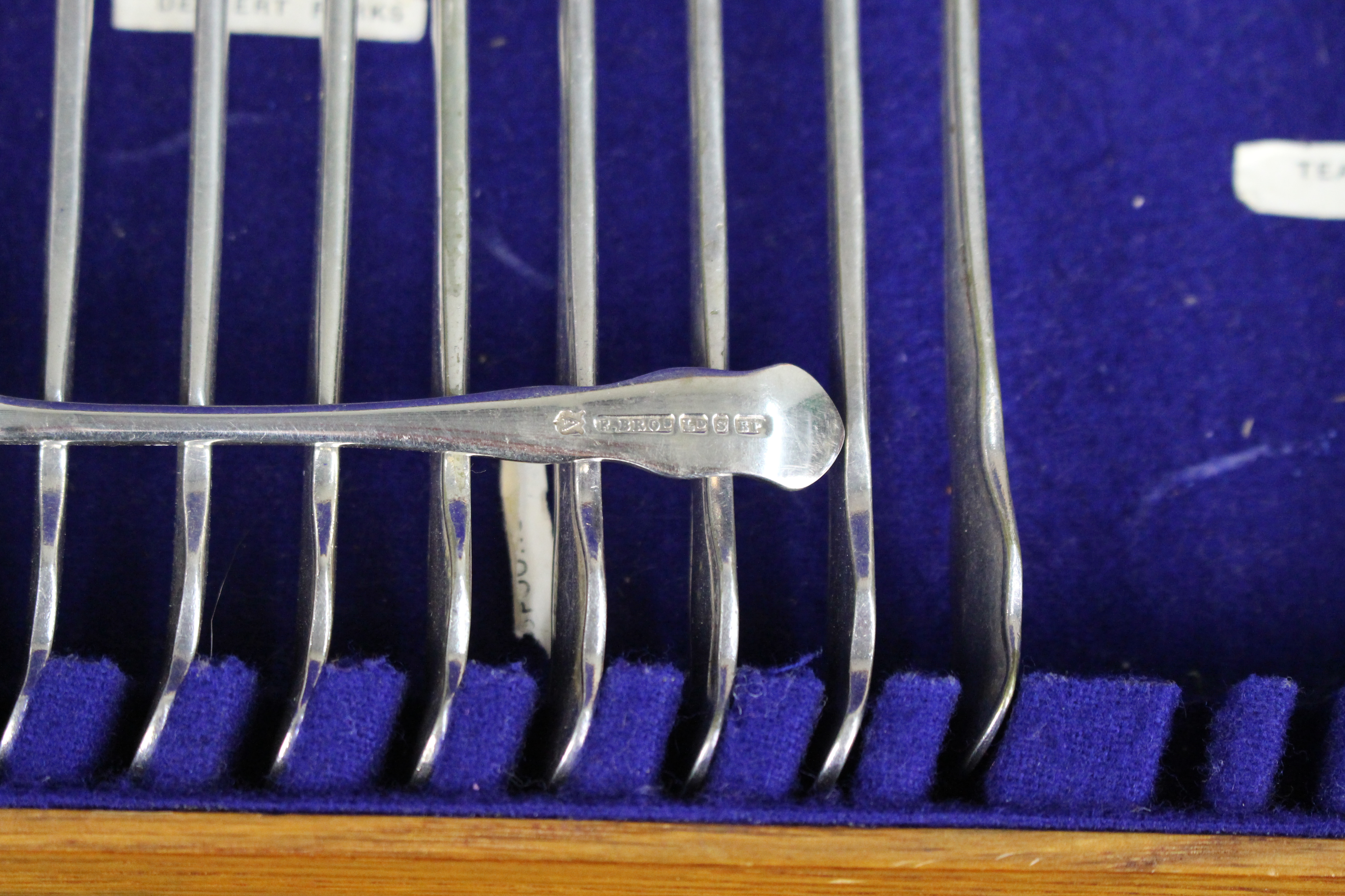 Edwardian Oak Canteen of Silver-Plated Cutlery, P. Bros Ltd, Sheffield, dated 1917
