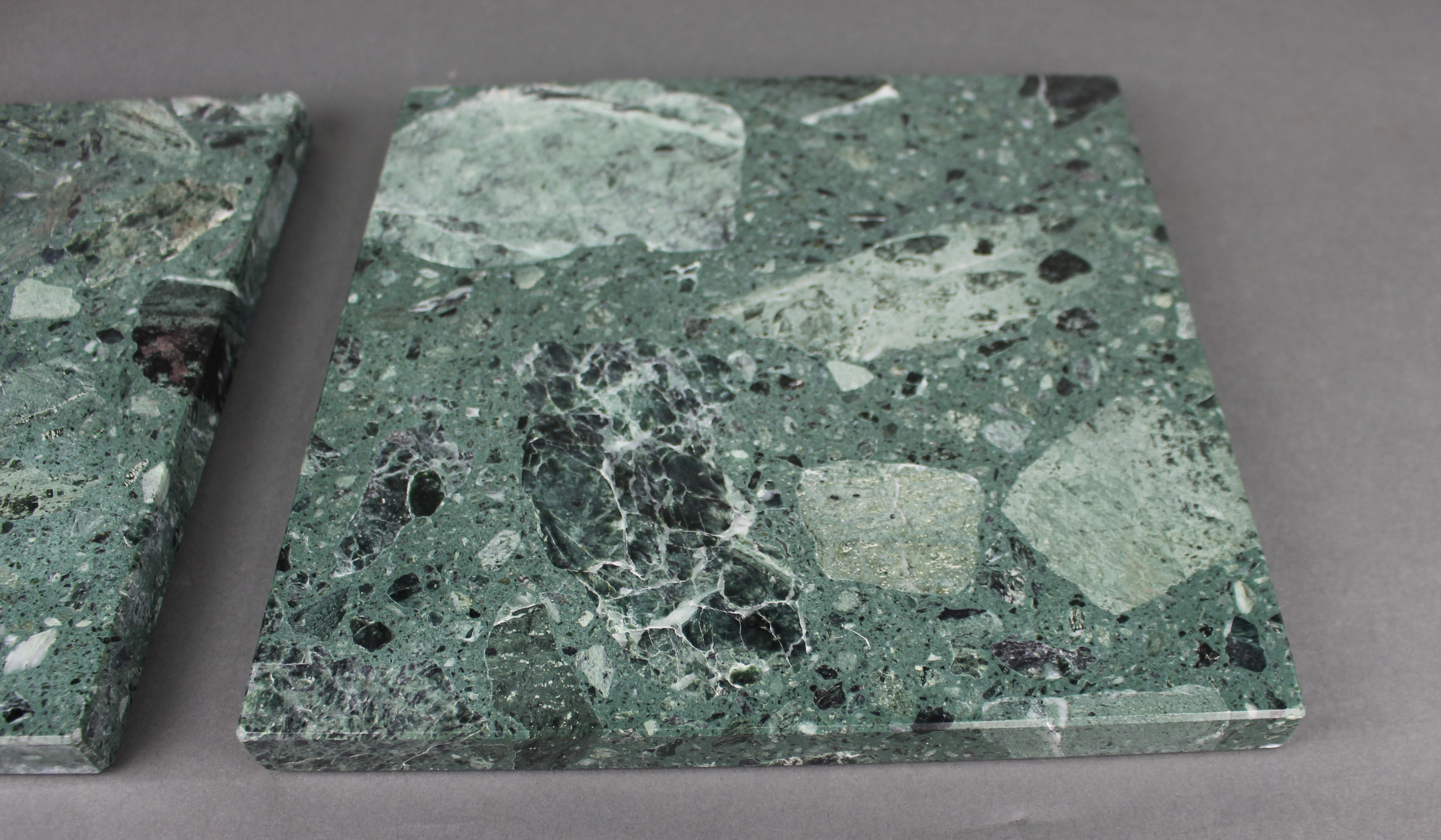 Pair of Vintage Square Green Marble Plinths