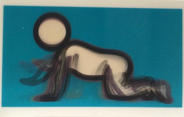 Julian Opie (1958-) 3D Lenticular Moving Image, in Colours ‘Dino Crawling’ Framed, 2012