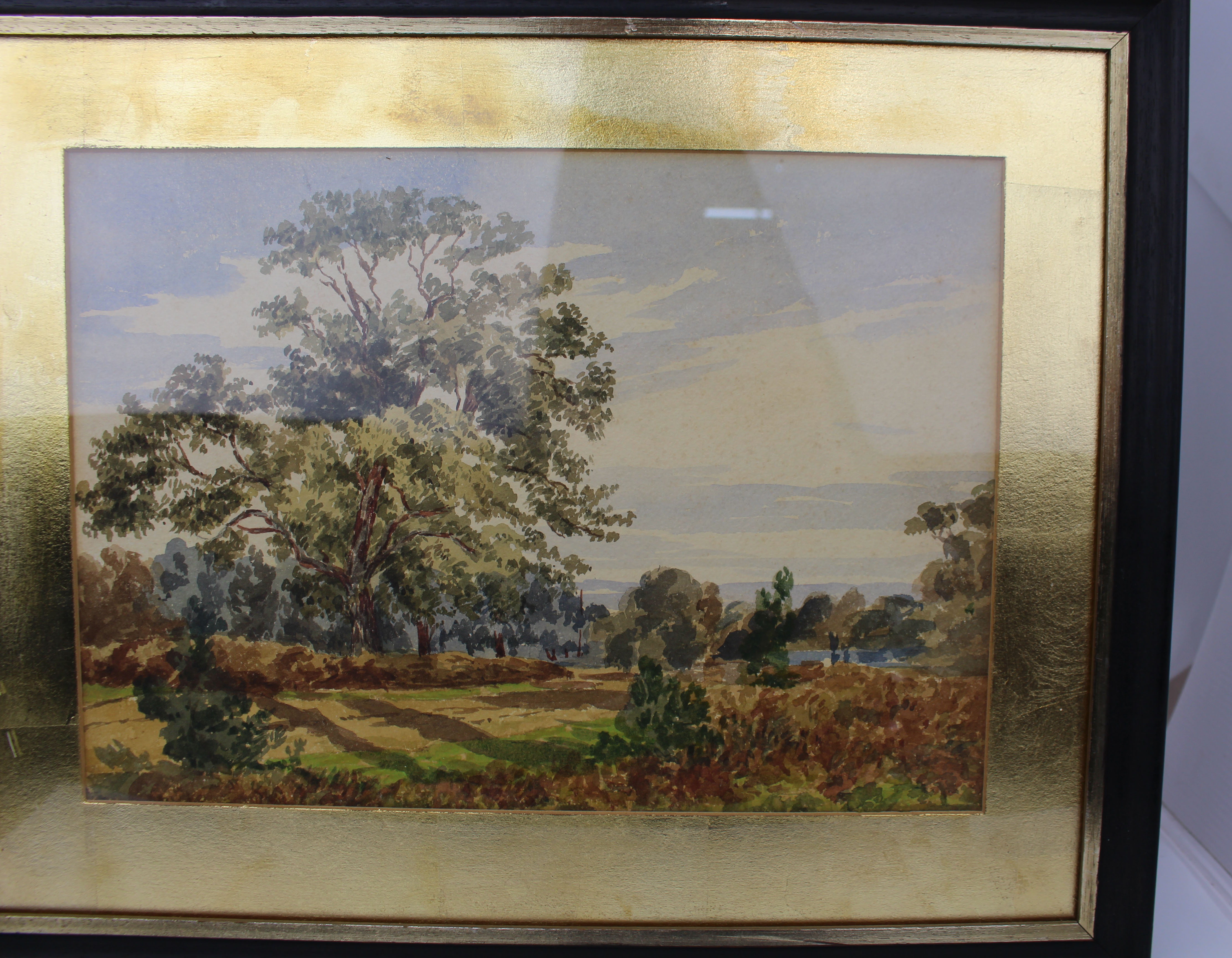 Edwardian Watercolour Landscape in Gilt Mount and Ebonised Frame