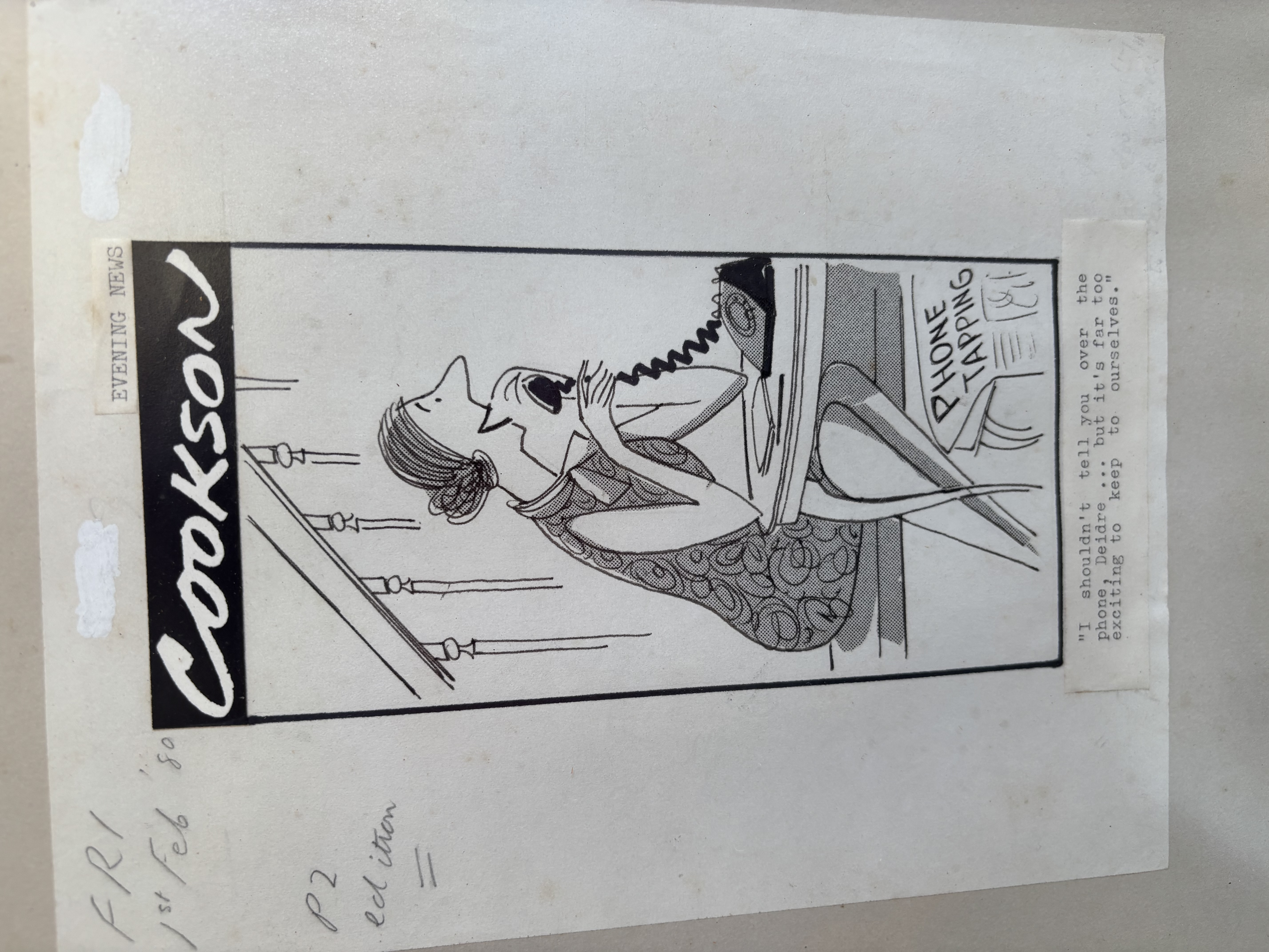 Bernard Cookson Famous Cartoonist Original Drawing For Evening News Paper 1908 Free Post UK GCHQ