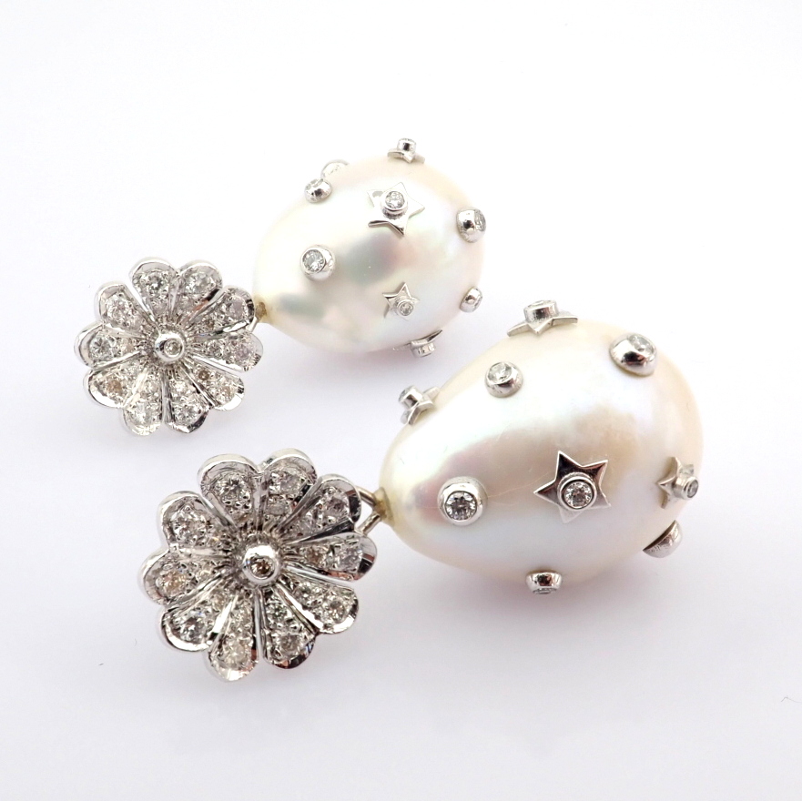 Natural Diamond 14K White Gold Earring