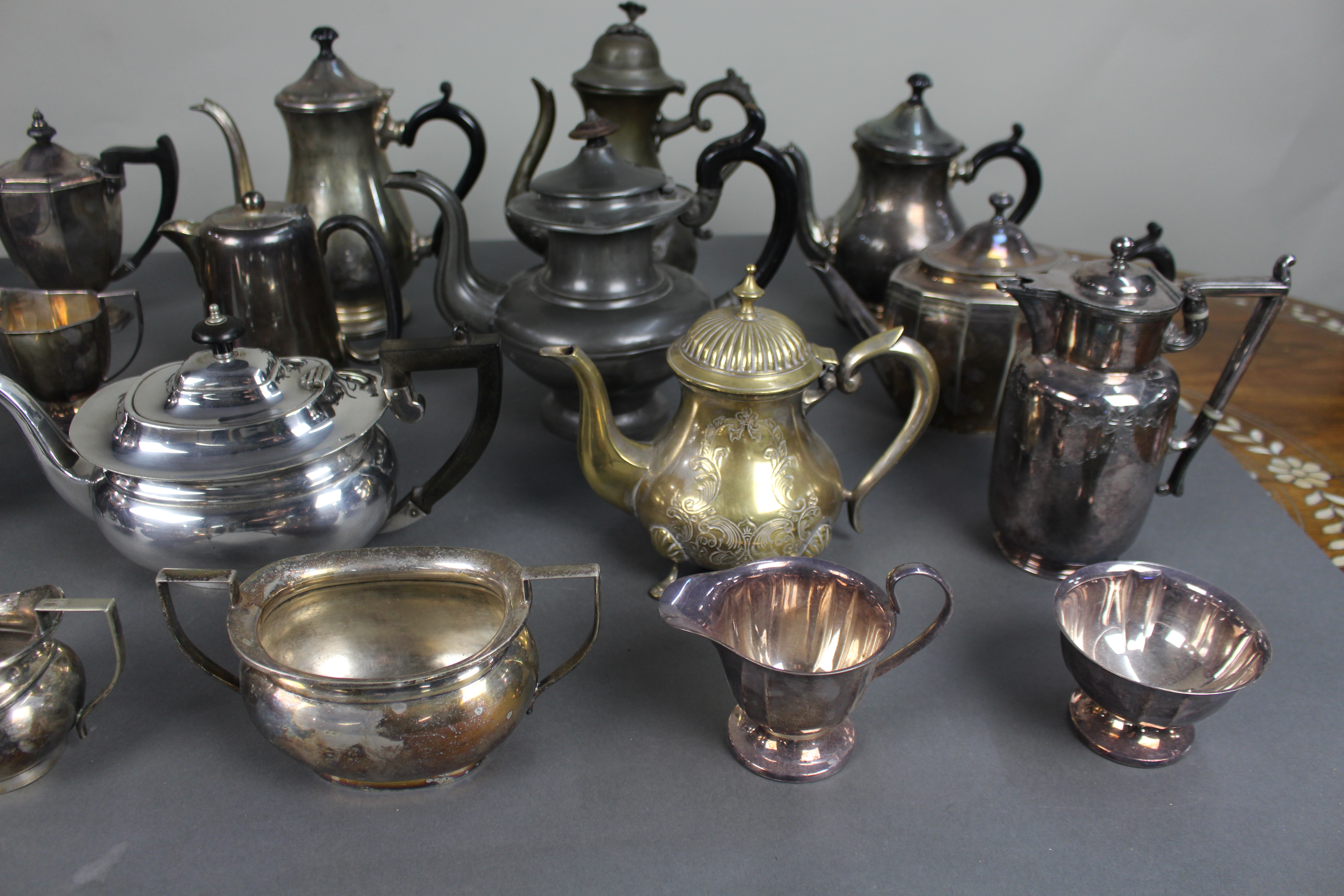 Collection of Antique & Vintage Silver Plated Tea & Coffee Ware Teapots