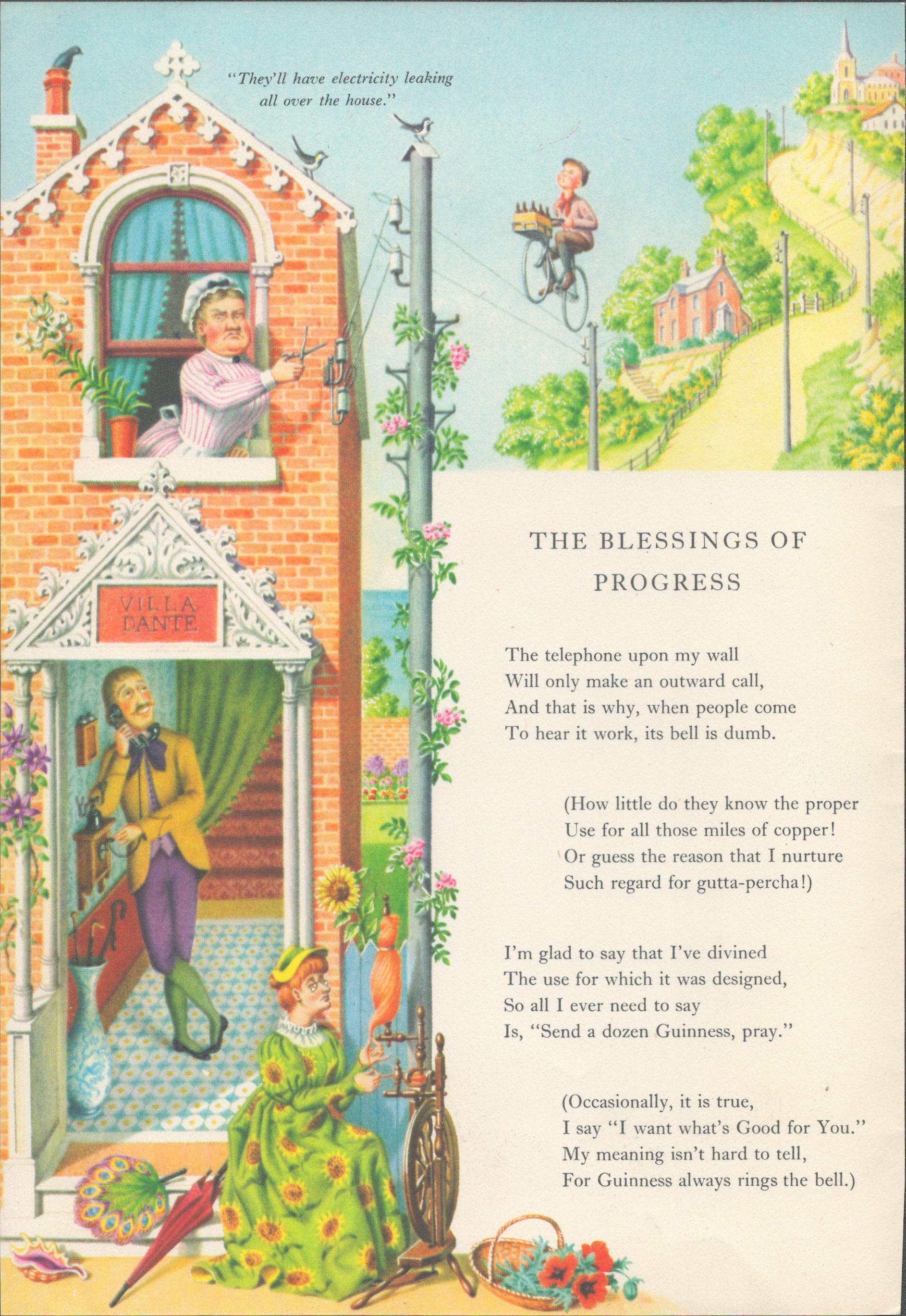 Double Sided Guinness Print 1954 "The Airship & The Blessings"A Genuine Double Sided Lithographed