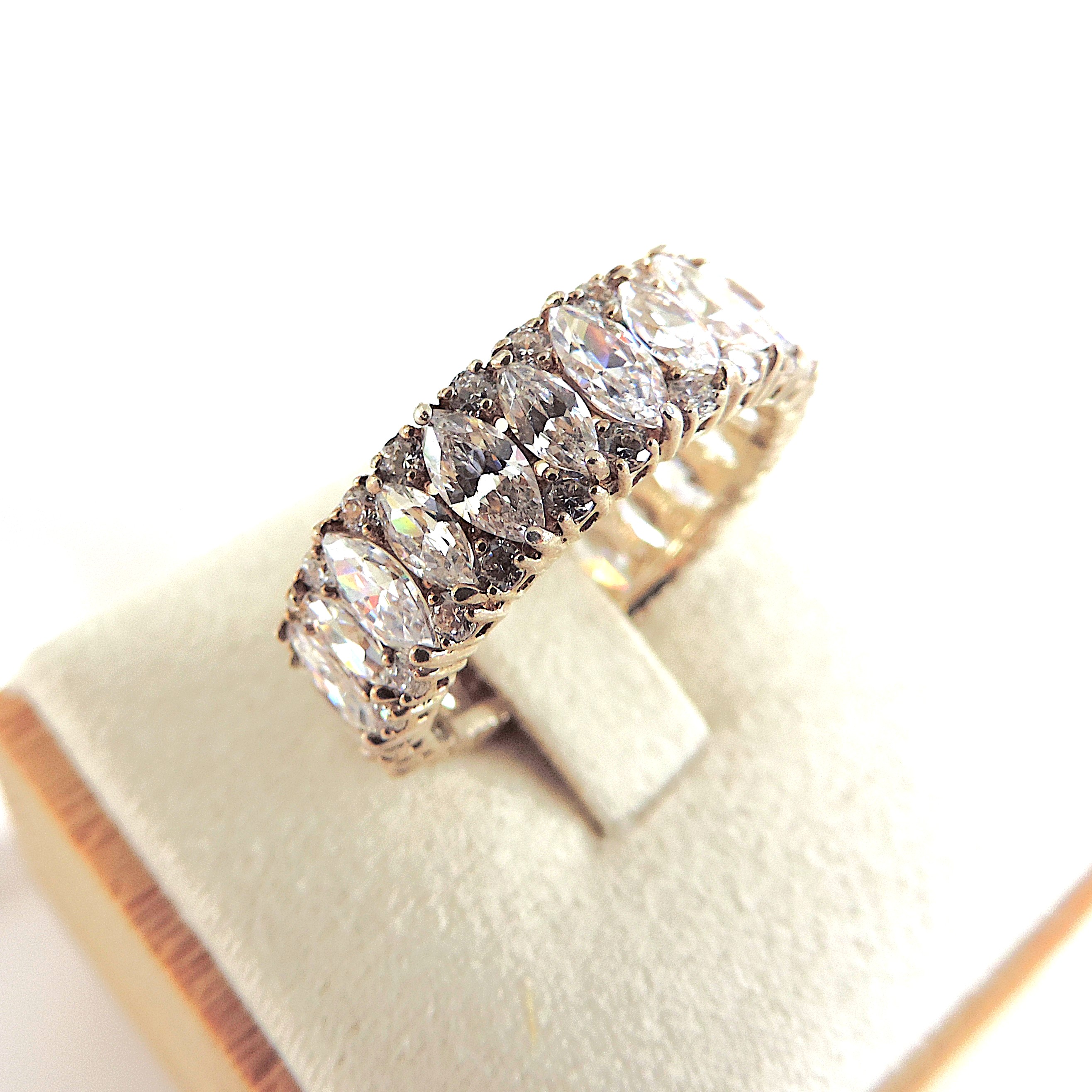925 Silver 13.16 Carat Marquise Lab-Created Diamond Eternity Ring 'NEW'