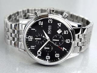 Hugo Boss 1512446 Men's Aeroliner Black Dial Silver Bracelet Chronograph Watch