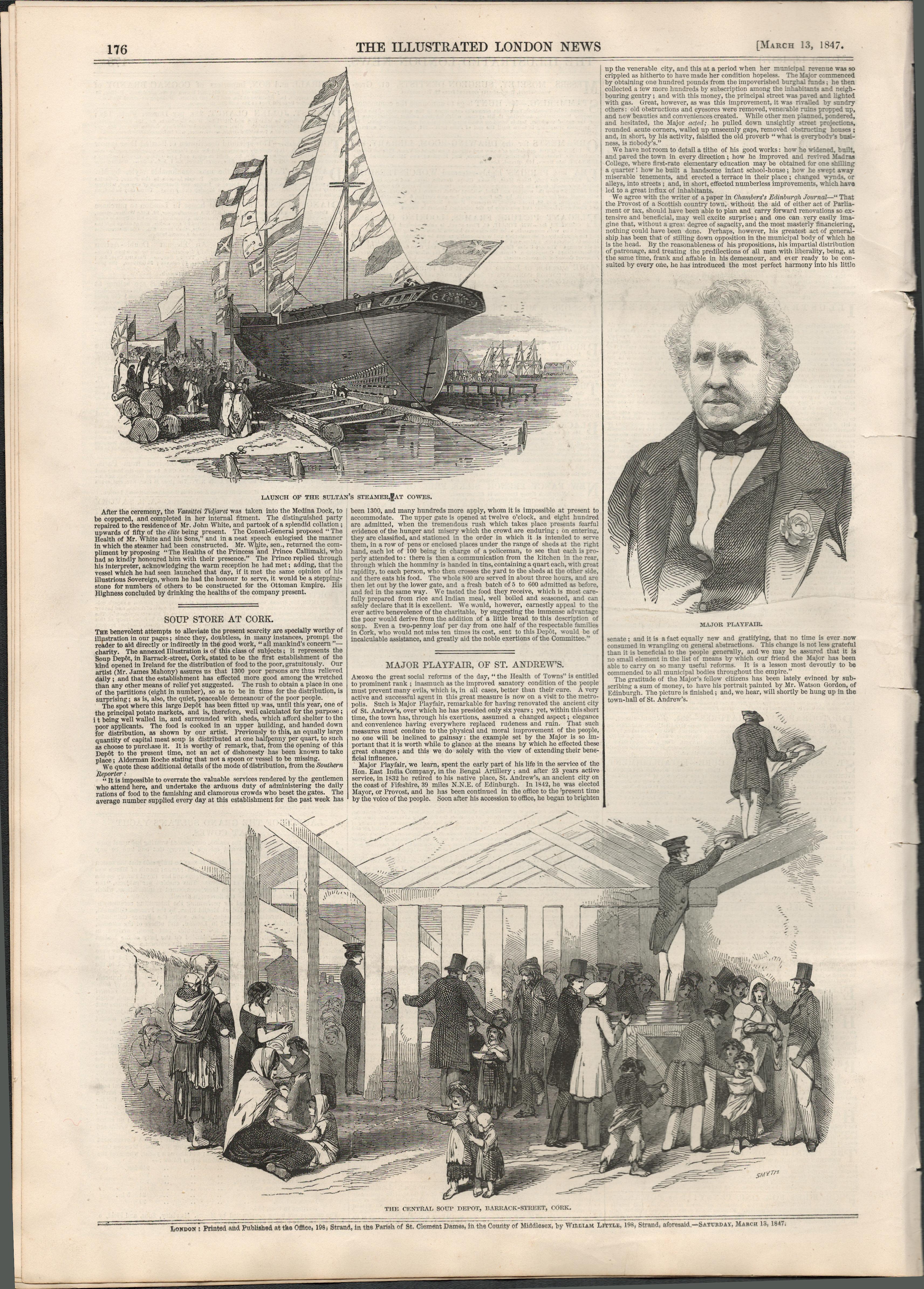 Irish Famine 1847 Antique Newspaper Central Soup Kitchen CorkOriginal Antique Complete 1847