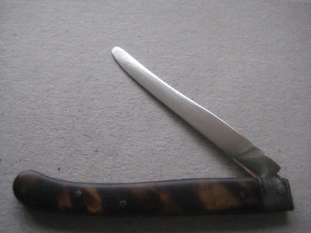 Rare George III Scimitar Silver Bladed Folding Fruit Knife