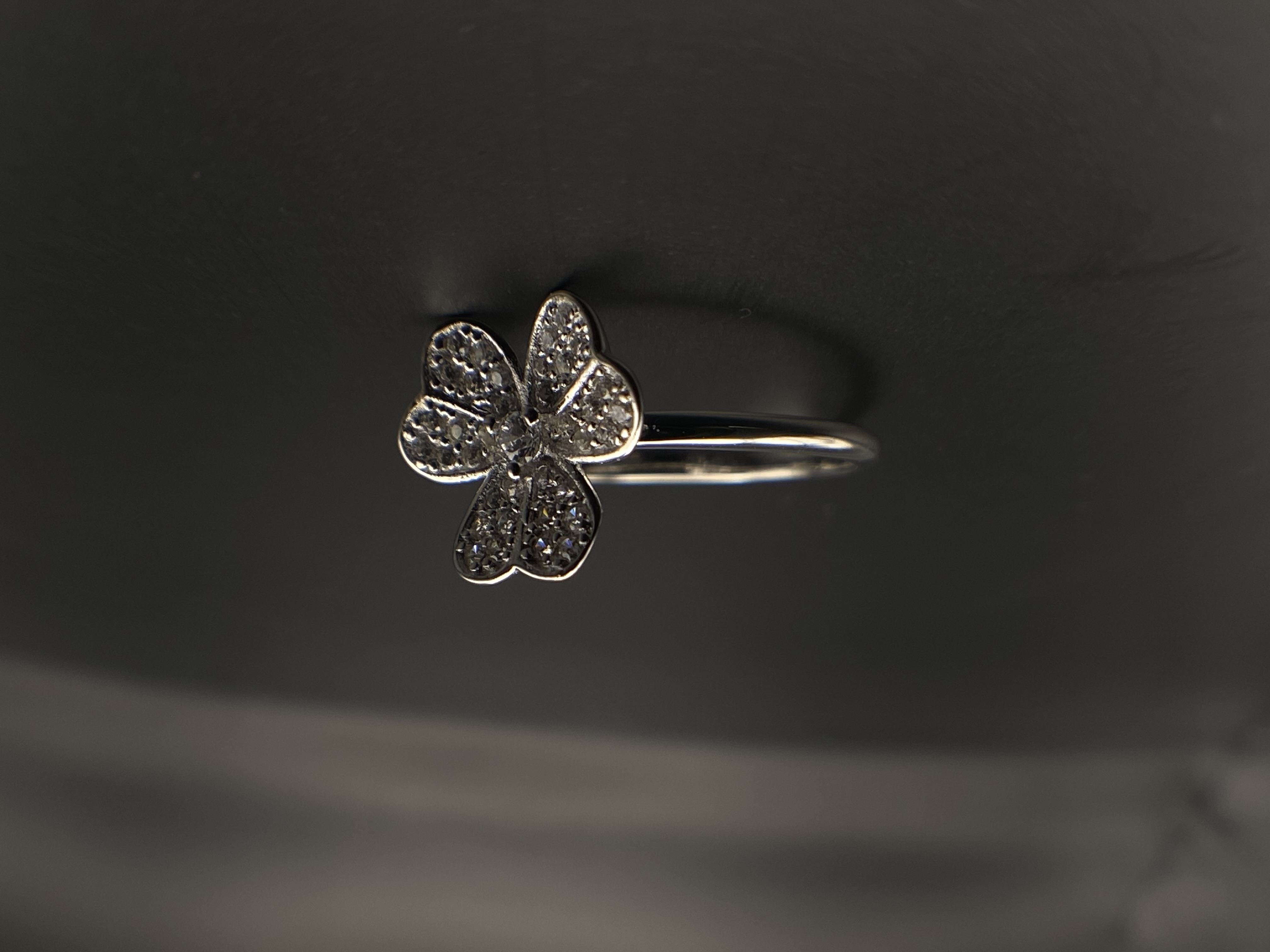 Silver Ladies Shamrock Ring Set With CZ