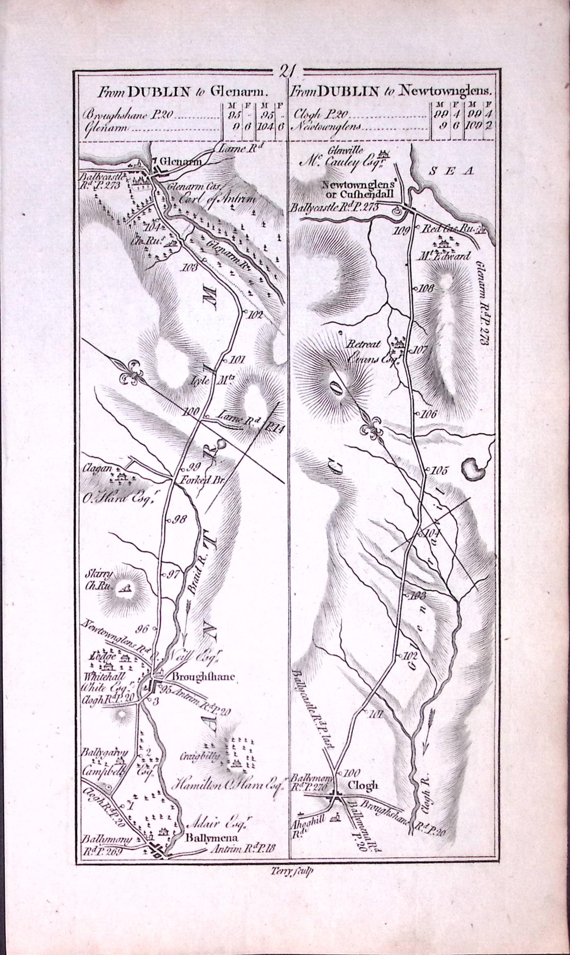 Ireland 245 Years -Old Antique Road Map Newry to Stewartstown-22