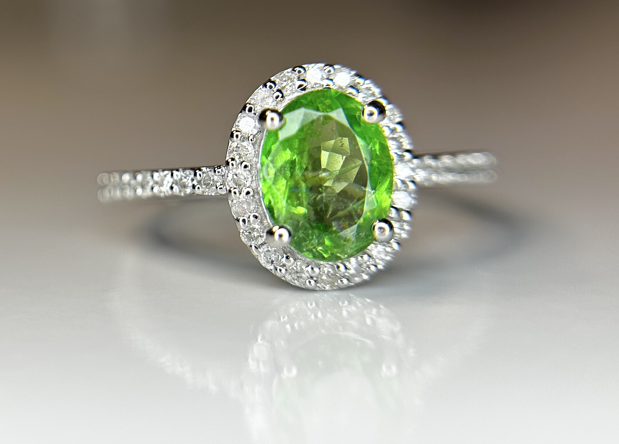 Beautiful 1.22 CT Natural Tsavorite Garnet With Natural Diamonds & 18k Gold