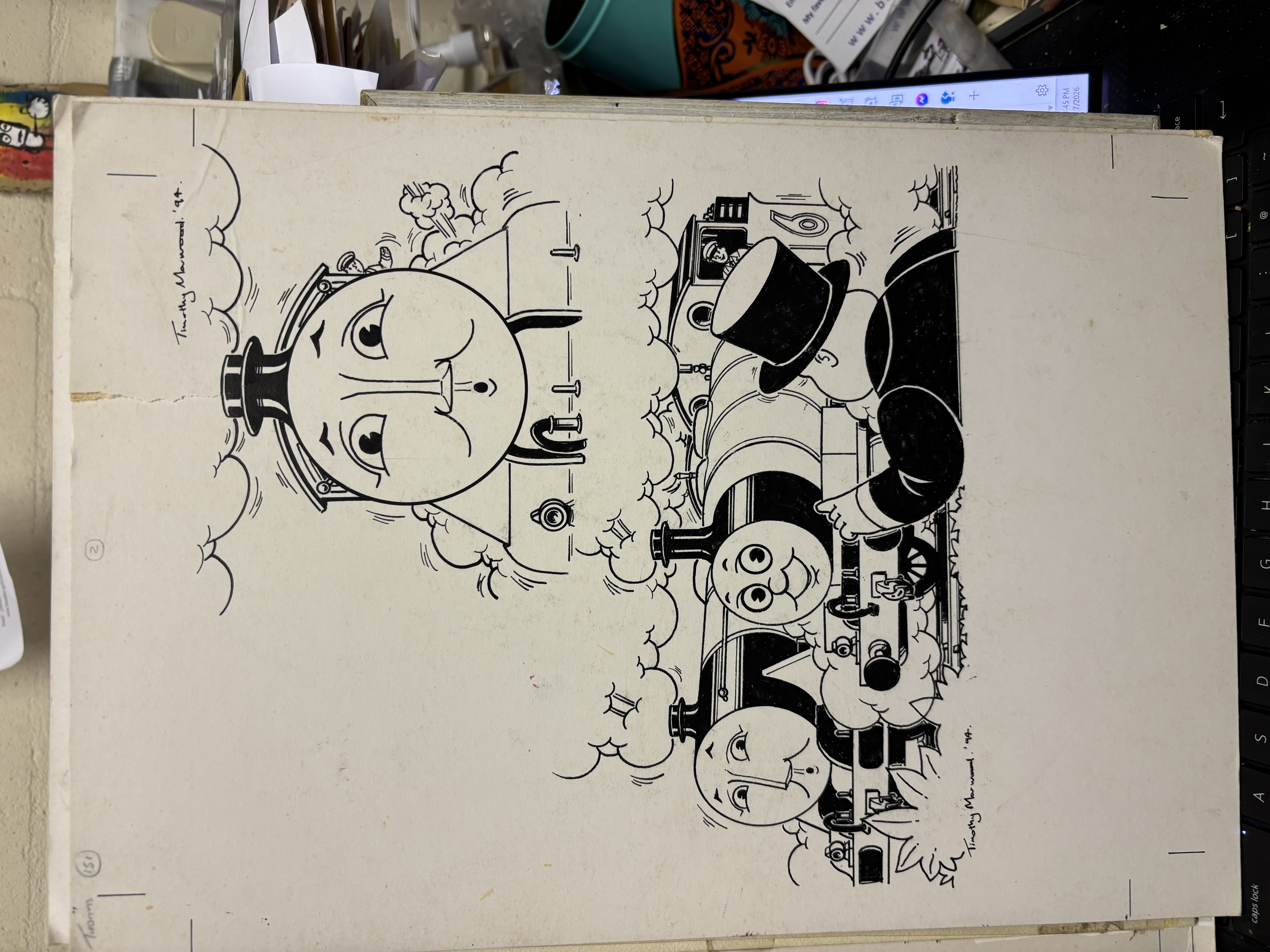 Thomas The Tank Engine & Friends Original Unique Quad Artwork 1992 Free Post In UK